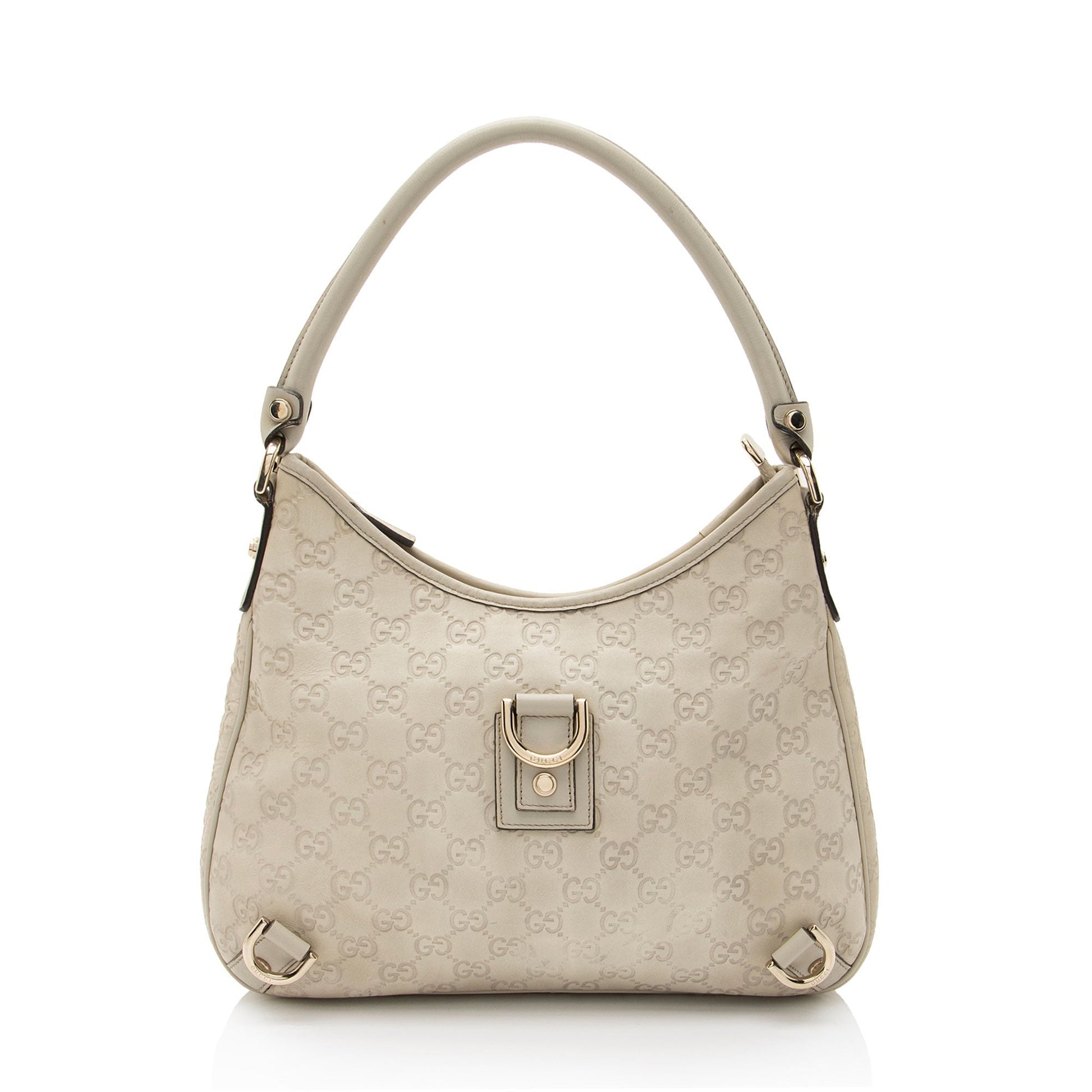 Gucci Guccissima Abbey Leather White Medium Shoulder Bag