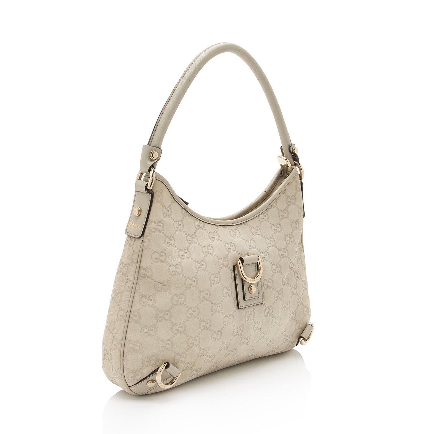 Gucci Guccissima Abbey Leather White Medium Shoulder Bag