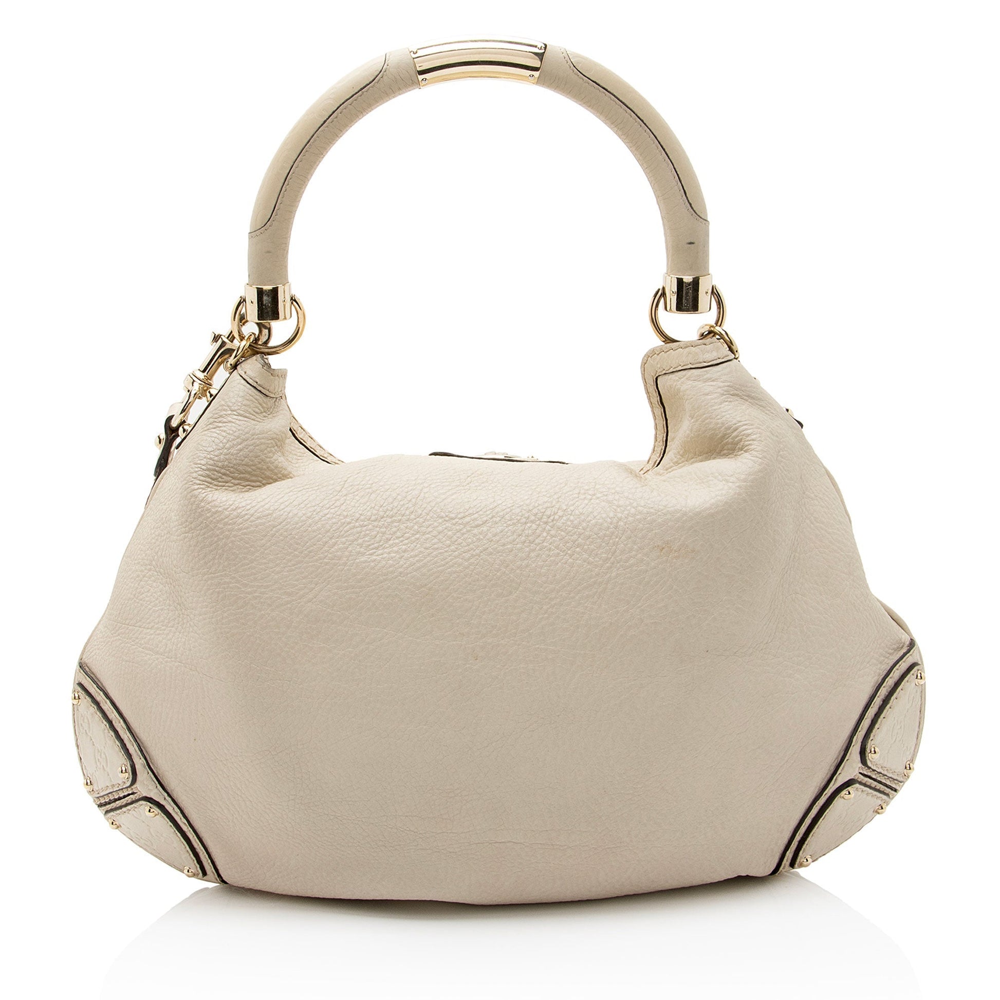 Gucci Guccissima Bamboo Indy SHF-M8NqdH Leather White Large Satchel Bag