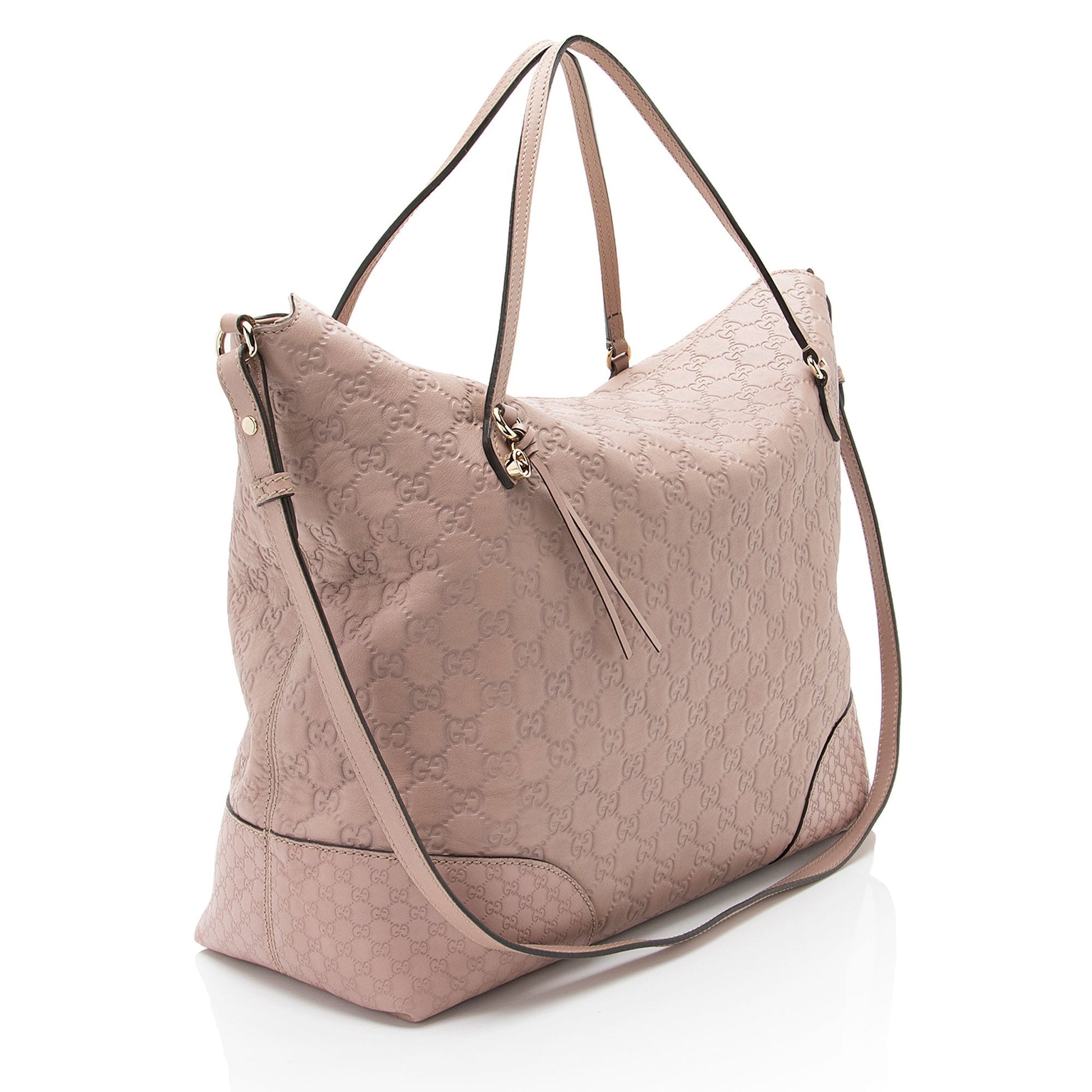 Gucci Guccissima Bree Fold Over Leather Pink Medium Tote Bag