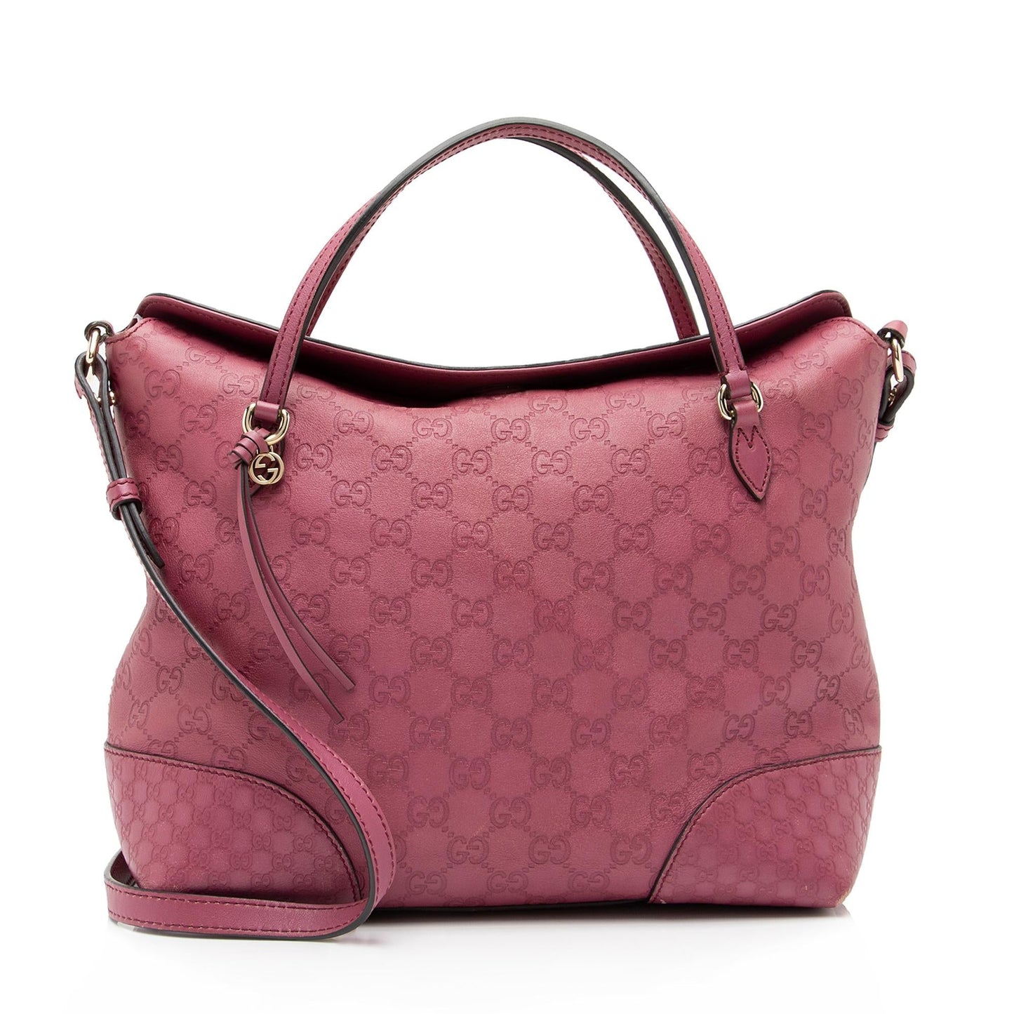 Gucci Guccissima Bree Fold Over SHF Leather Pink Tote Bag