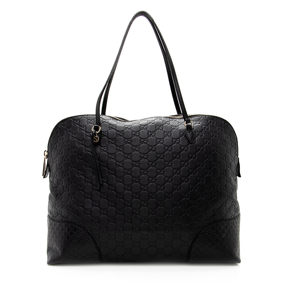 Gucci Guccissima Bree SHF Leather Black Medium Tote Bag