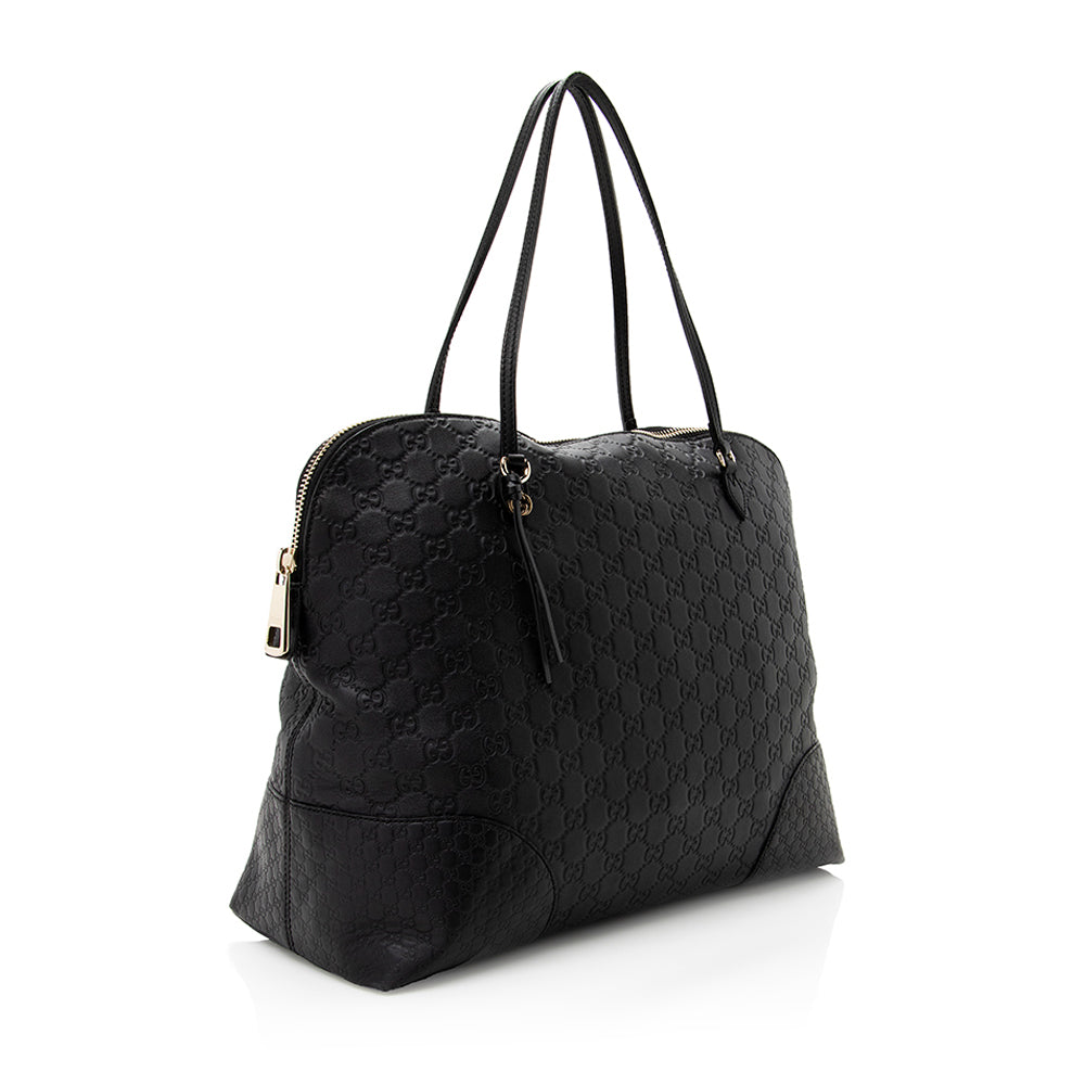 Gucci Guccissima Bree SHF Leather Black Medium Tote Bag
