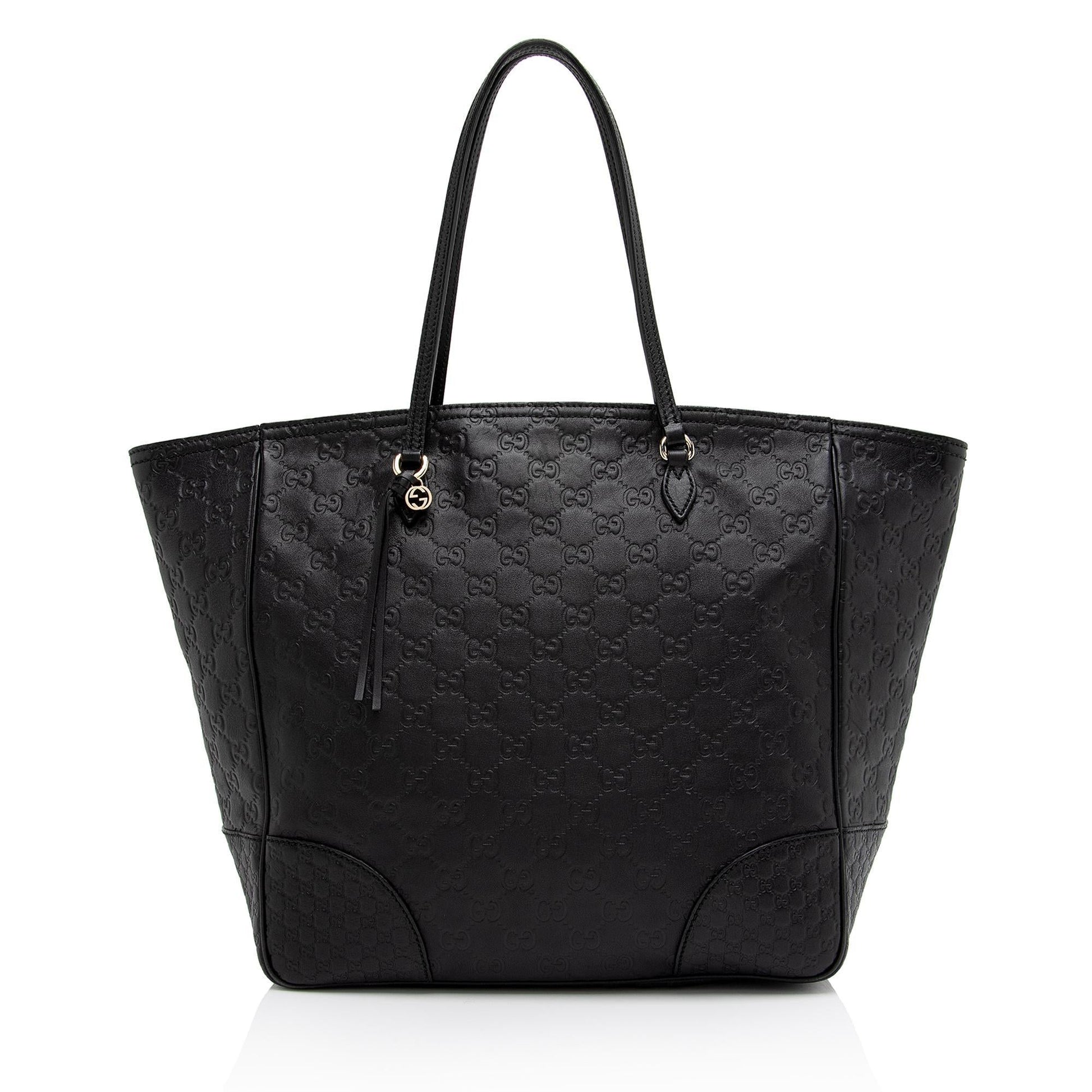 Gucci Guccissima Bree Zip SHF-Y3wwCh Leather Black Medium Tote Bag