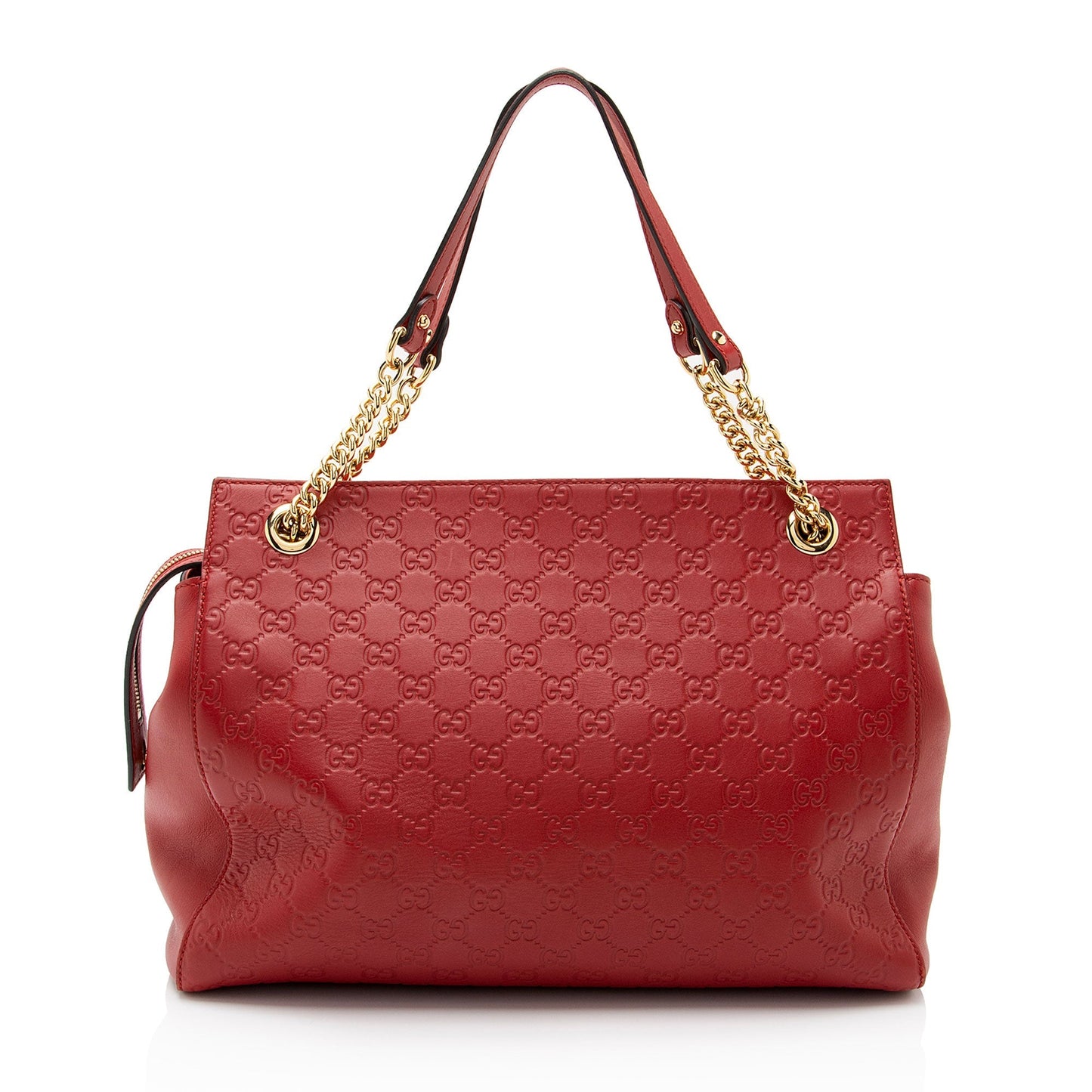 Gucci Guccissima SHF-oF32dq Leather Red Large Chain Shoulder Bag