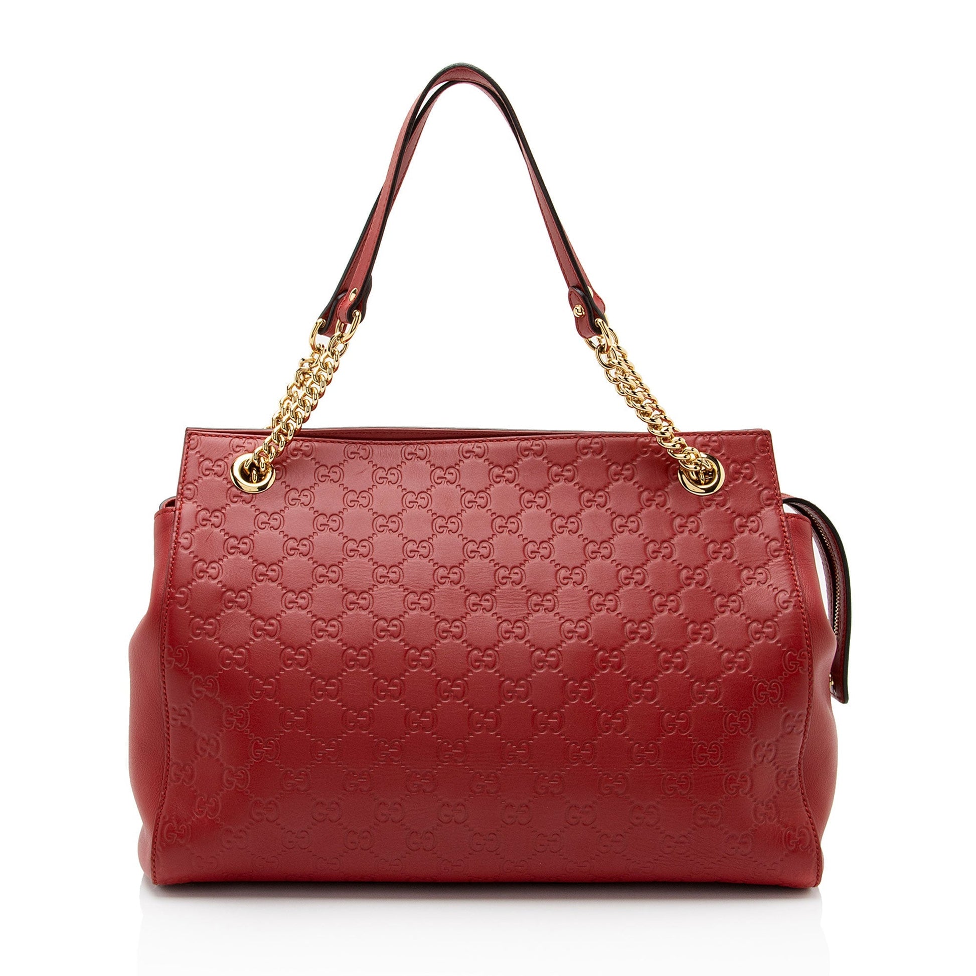 Gucci Guccissima SHF-oF32dq Leather Red Large Chain Shoulder Bag