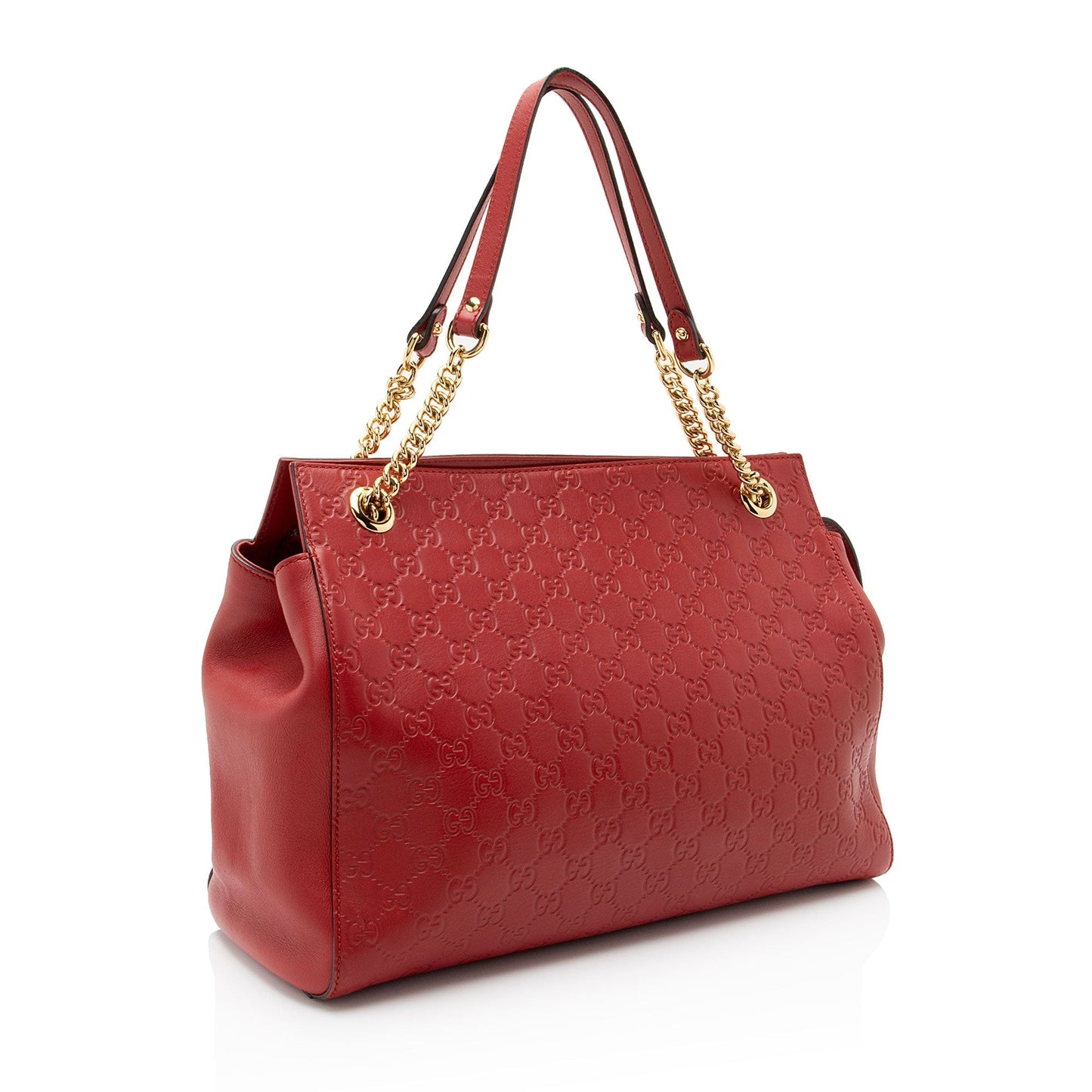 Gucci Guccissima SHF-oF32dq Leather Red Large Chain Shoulder Bag