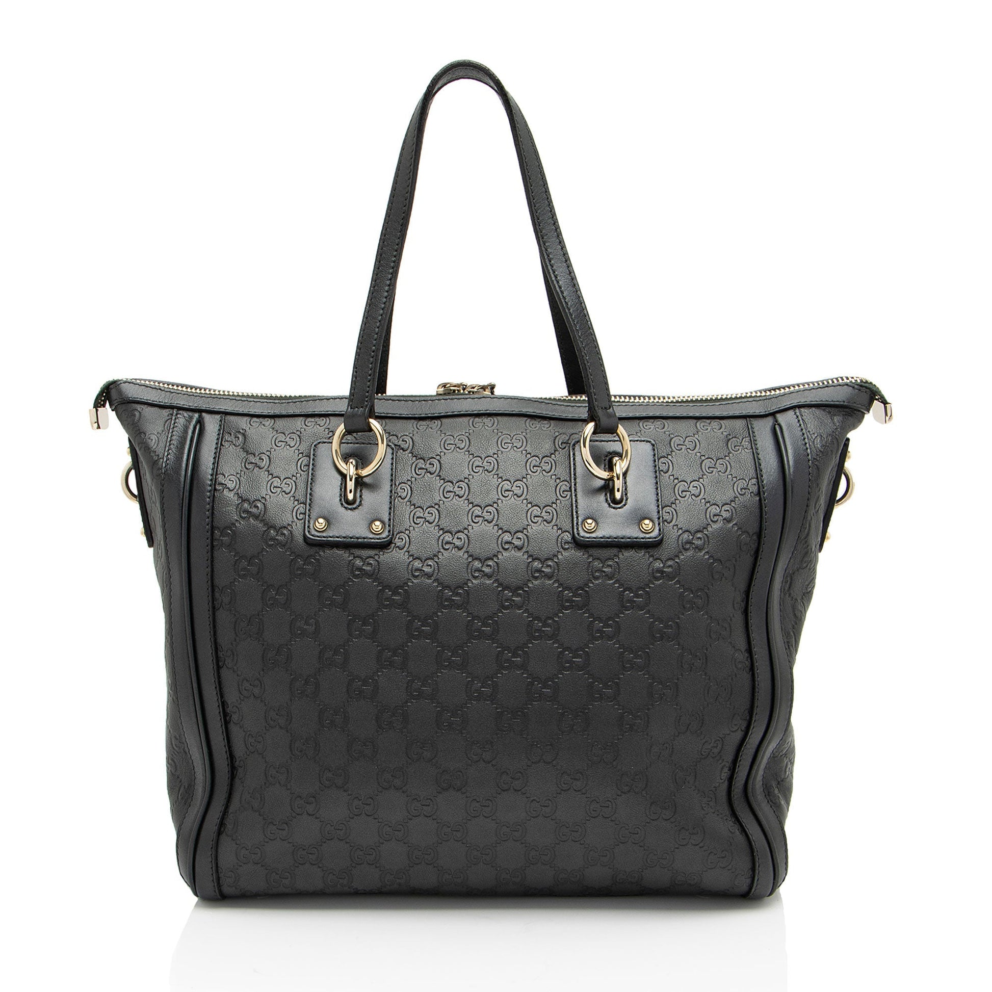 Gucci Guccissima Charm SHF-pSuRcq Leather Black Medium Tote Bag