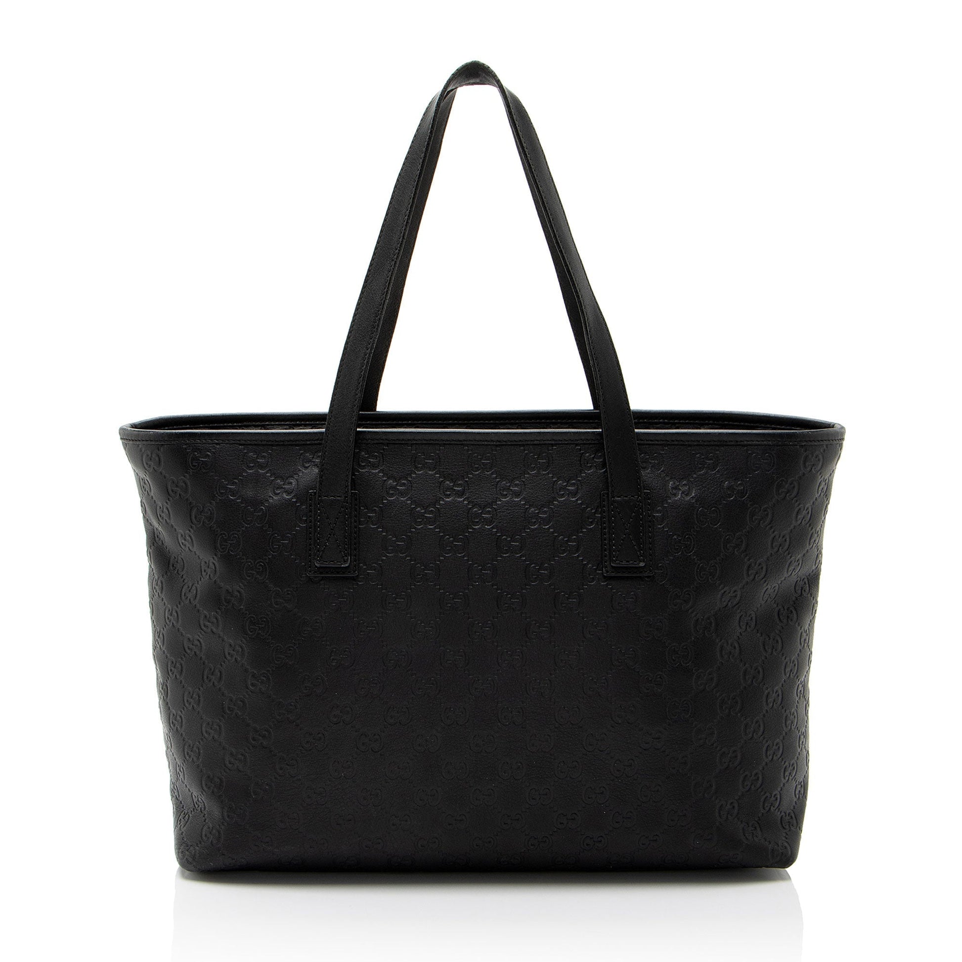Gucci Guccissima Classic Zip SHF-CnrScb Leather Black Medium Tote Bag