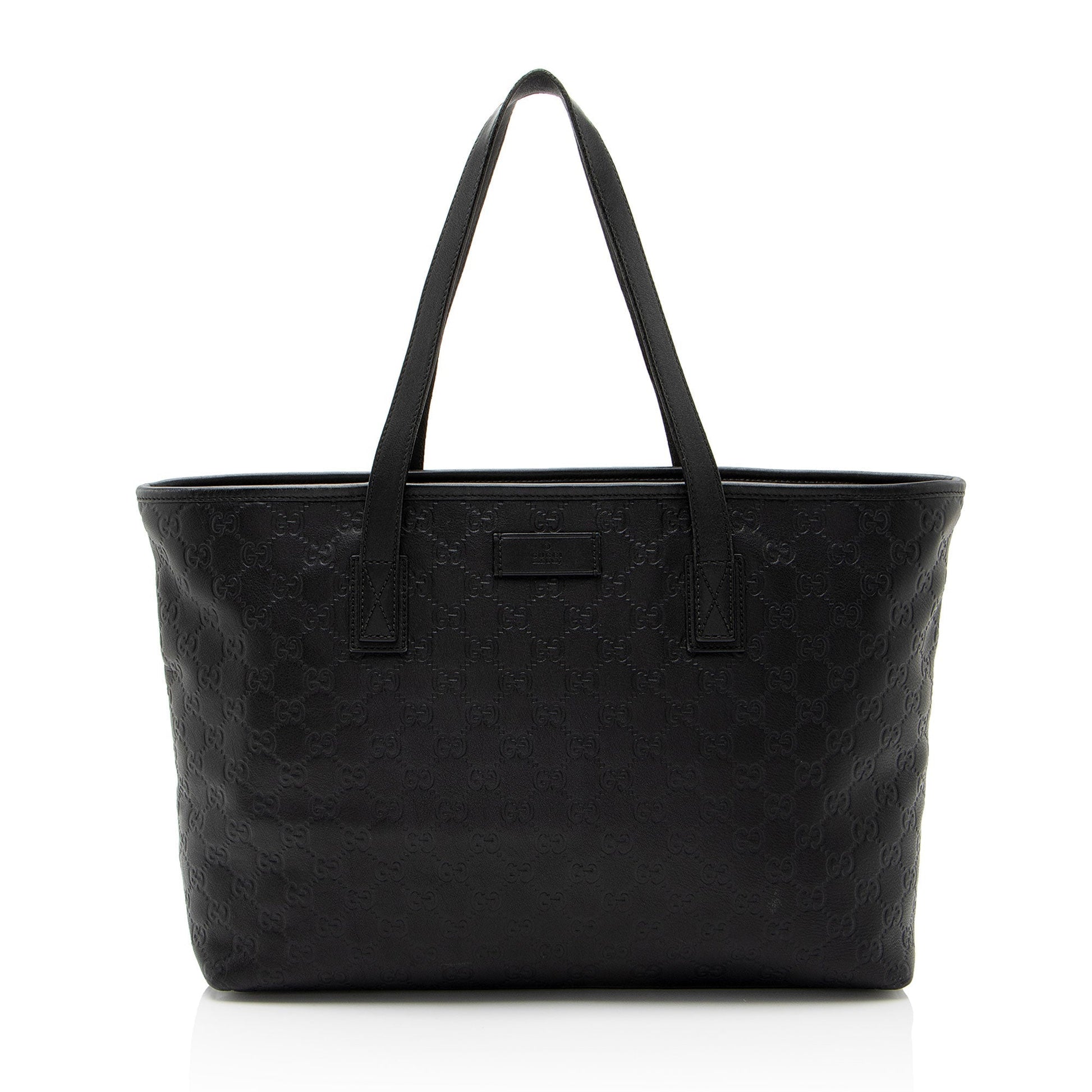Gucci Guccissima Classic Zip SHF-CnrScb Leather Black Medium Tote Bag