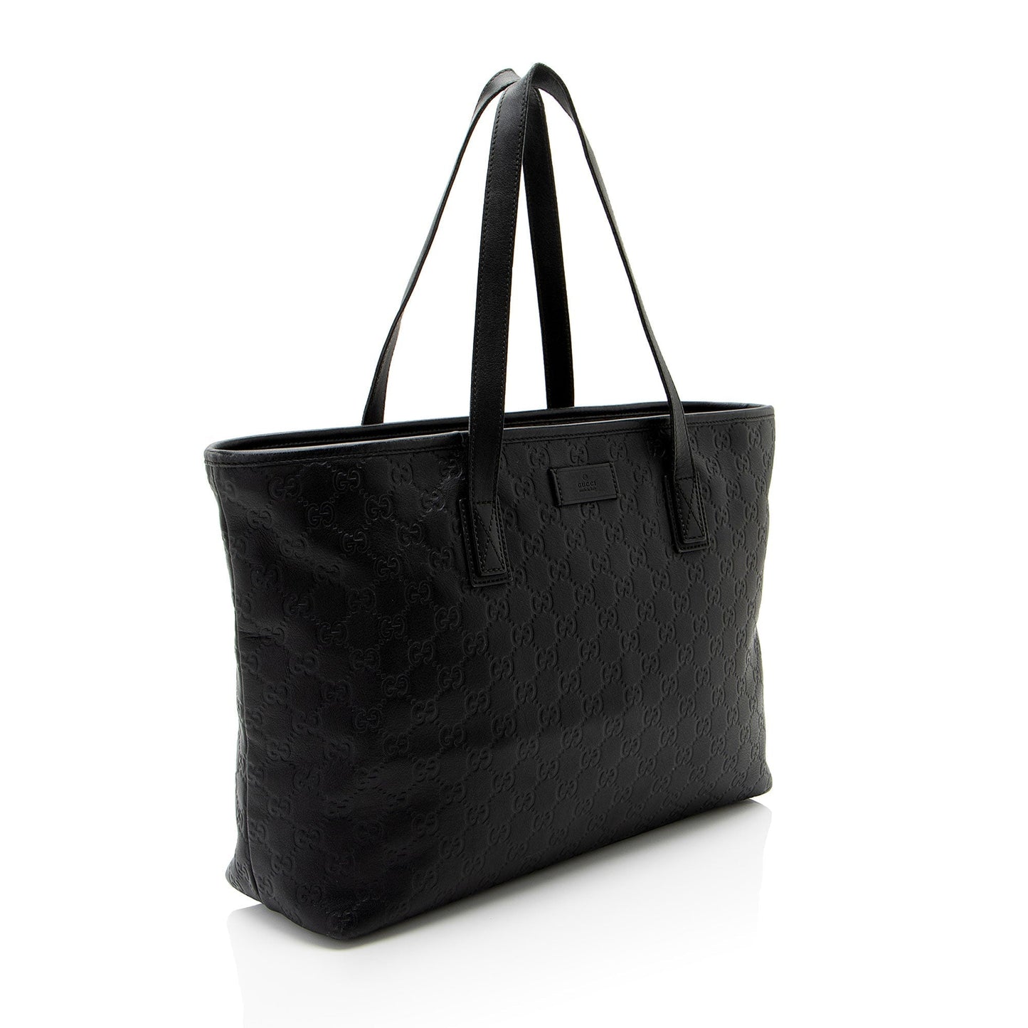 Gucci Guccissima Classic Zip SHF-CnrScb Leather Black Medium Tote Bag