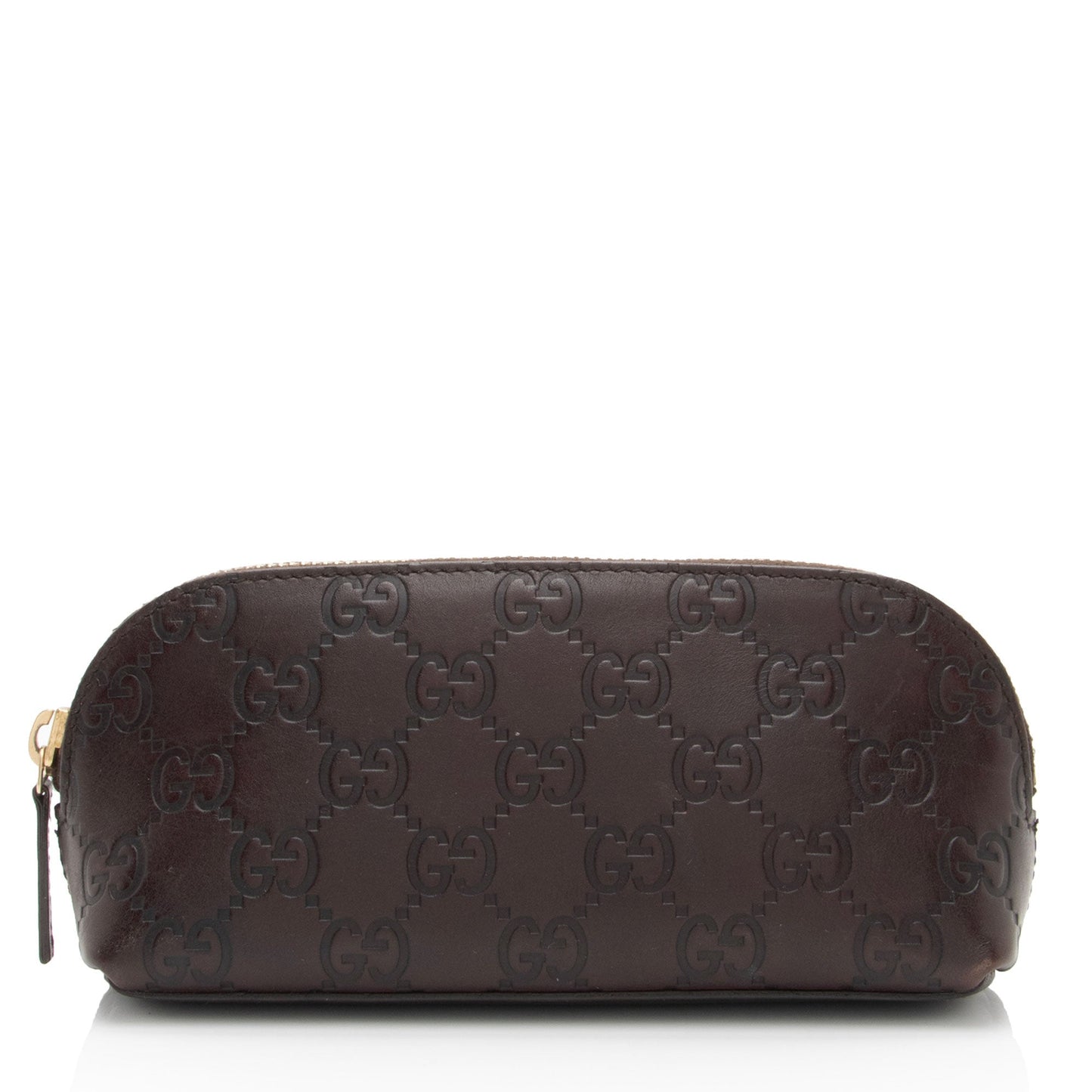 Gucci Guccissima Cosmetic Pouch SHF-gdae9s Leather Brown Handbag