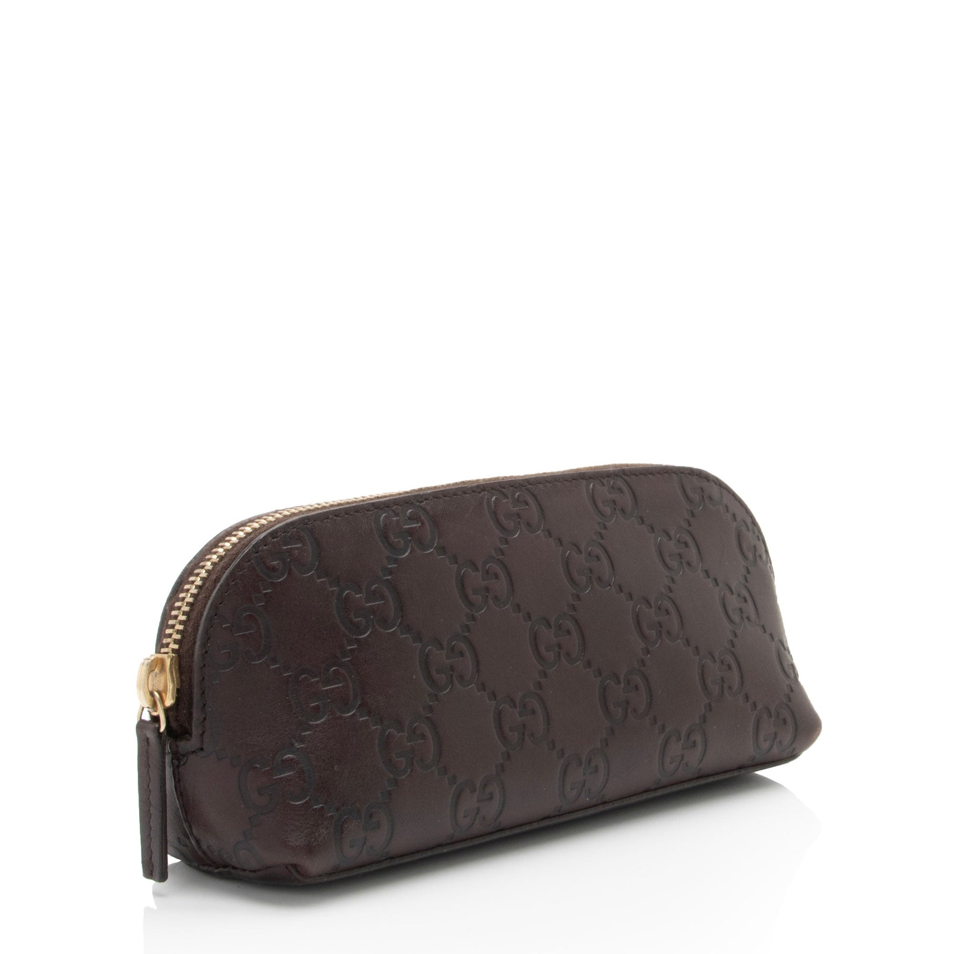 Gucci Guccissima Cosmetic Pouch SHF-gdae9s Leather Brown Handbag