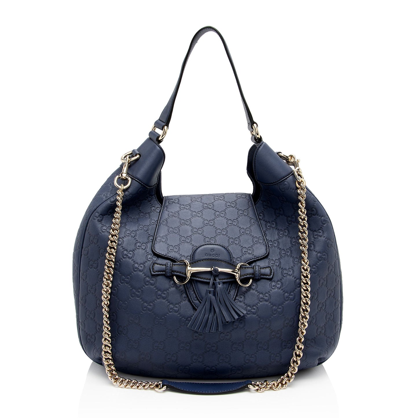 Gucci Guccissima Emily SHF-RC02em Leather Blue Shoulder Bag