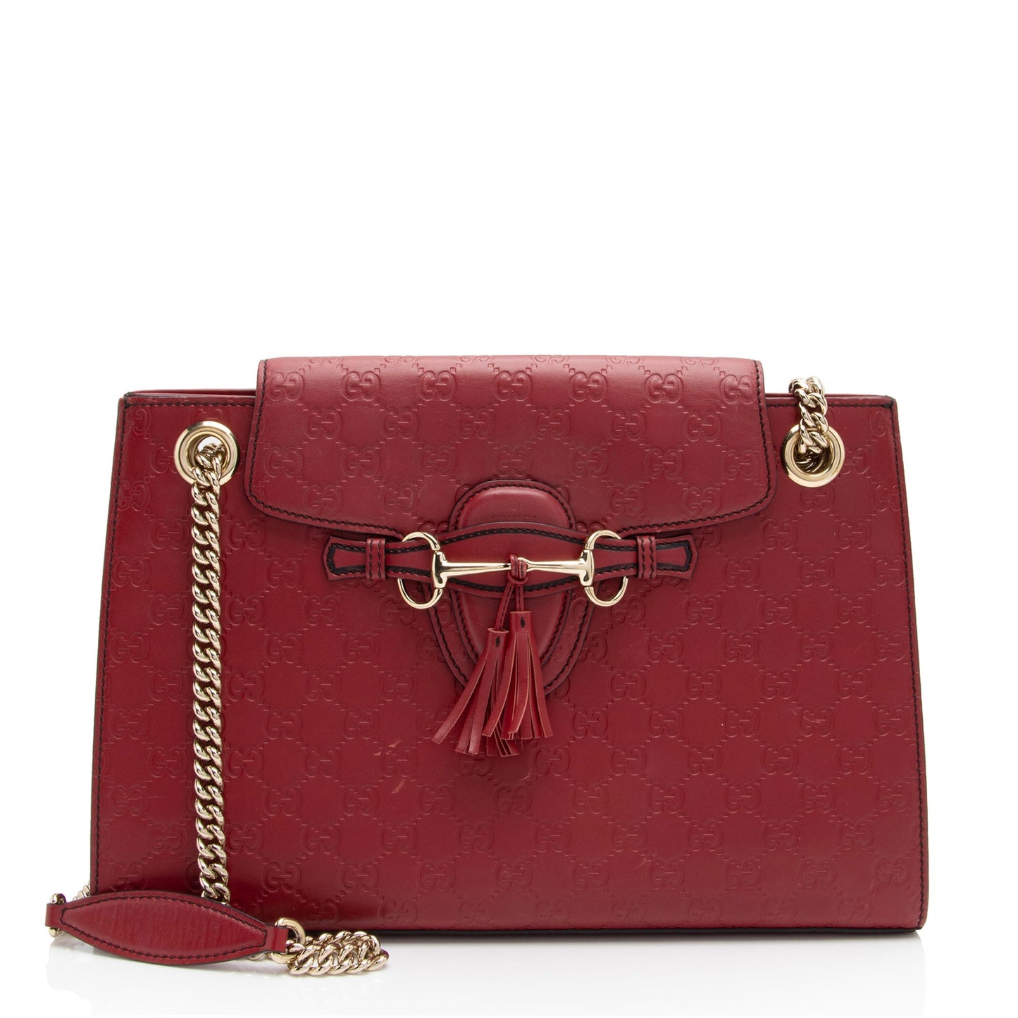 Gucci Guccissima Emily Leather Red Large Crossbody Bag