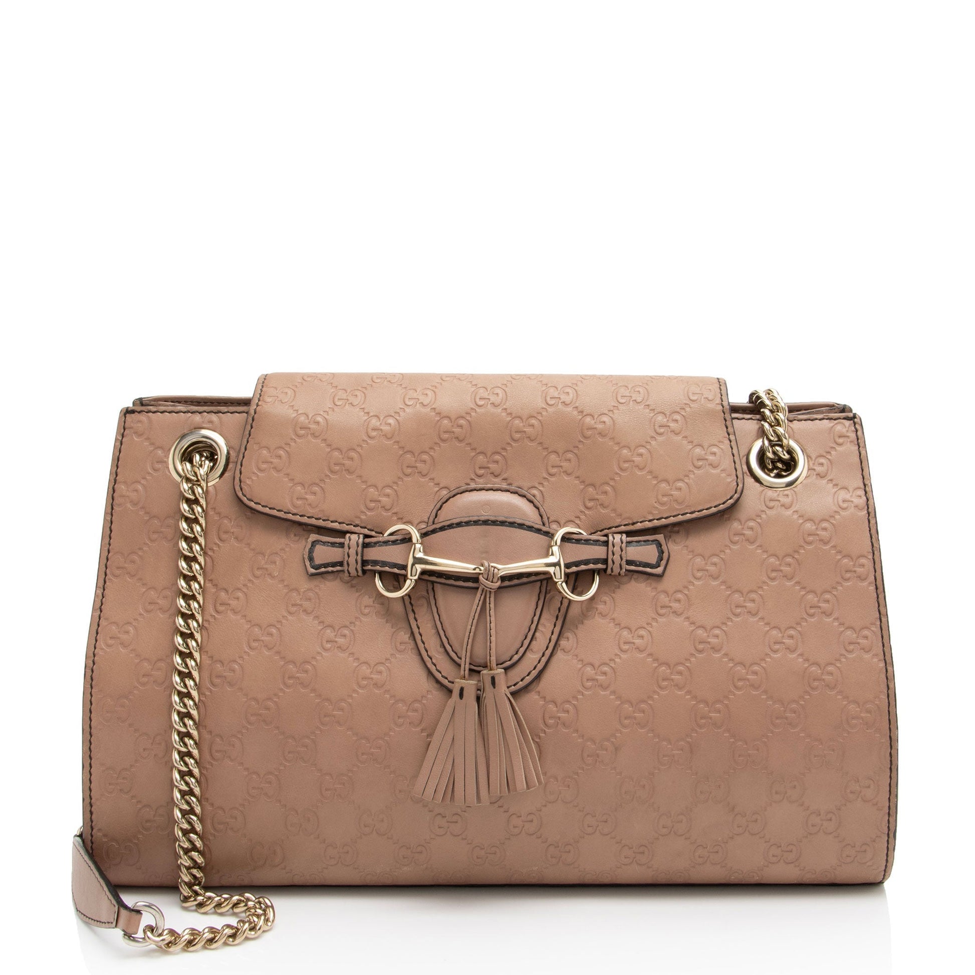 Gucci Guccissima Emily Leather Brown Large Crossbody Bag