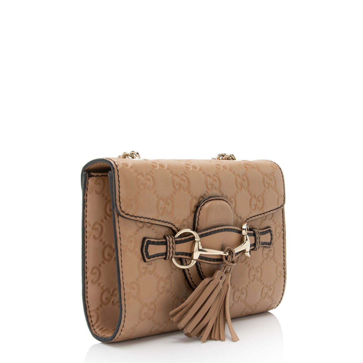 Gucci Guccissima Emily SHF-deNbDS Leather Beige Mini Crossbody Bag