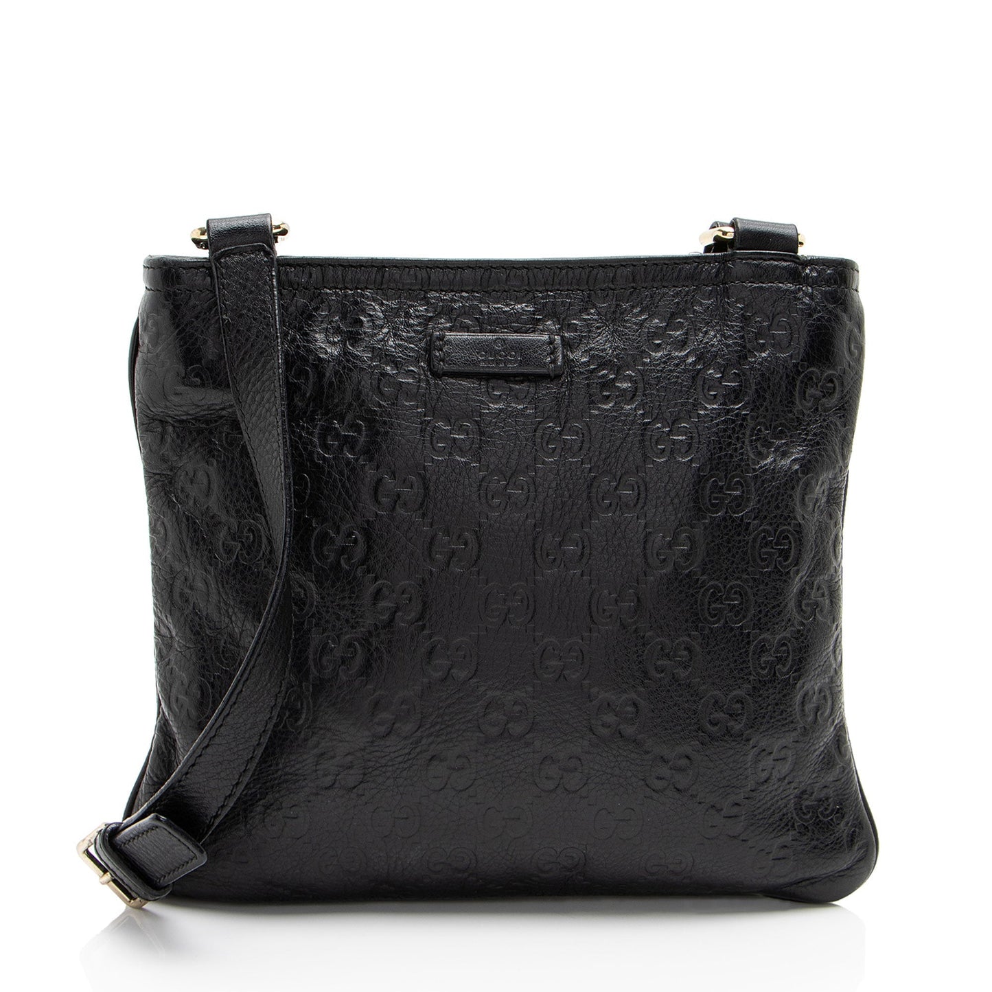 Gucci Guccissima Flat Messenger SHF-b6Jy3q Leather Black Shoes