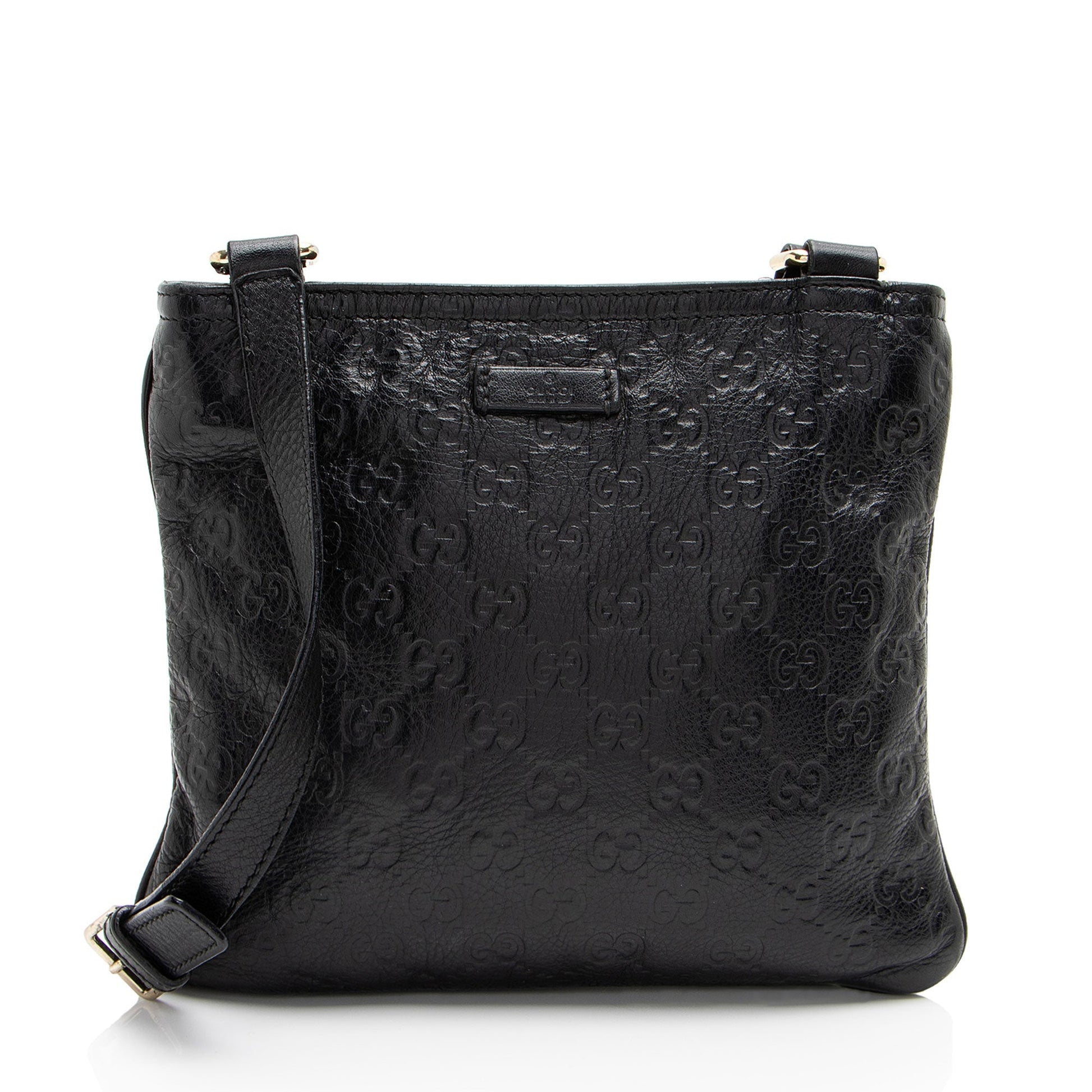 Gucci Guccissima Flat Messenger SHF-b6Jy3q Leather Black Shoes