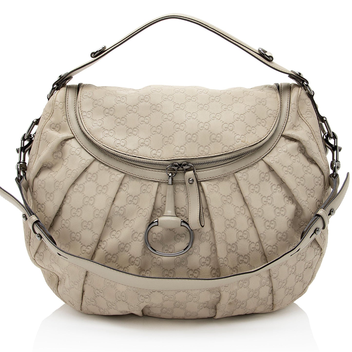 Gucci Guccissima Icon Bit SHF-A9nUMD Leather White Shoulder Bag