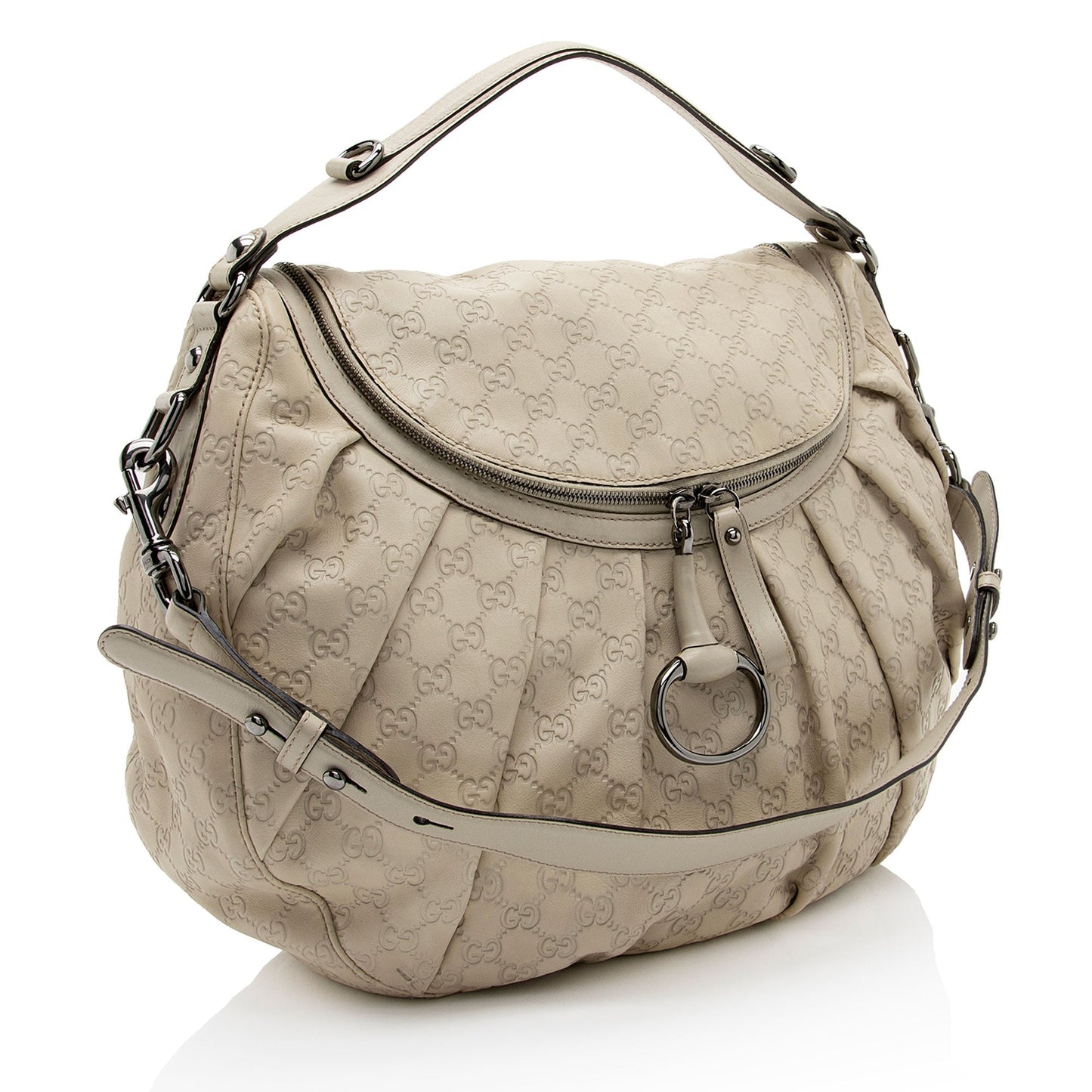 Gucci Guccissima Icon Bit SHF-A9nUMD Leather White Shoulder Bag