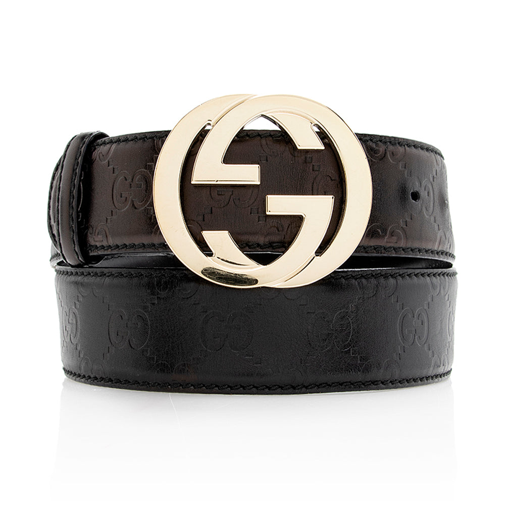 Gucci Guccissima Interlocking G Belt - Leather Black Accessory 85 Shf