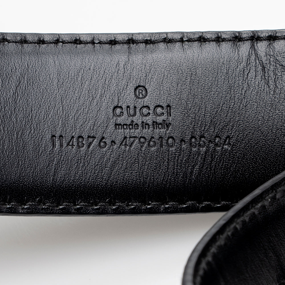 Gucci Guccissima Interlocking G Belt - Leather Black Accessory 85 Shf