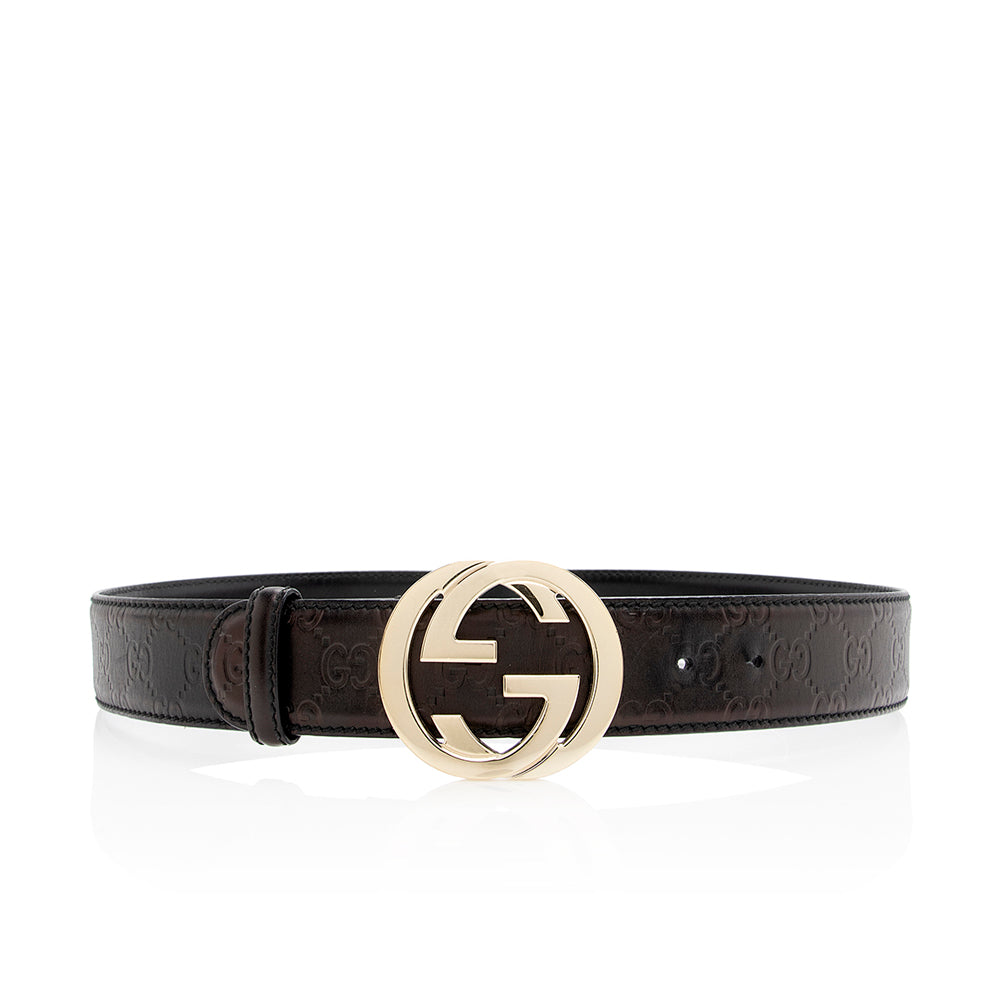 Gucci Guccissima Interlocking G Belt - Leather Black Accessory 85 Shf