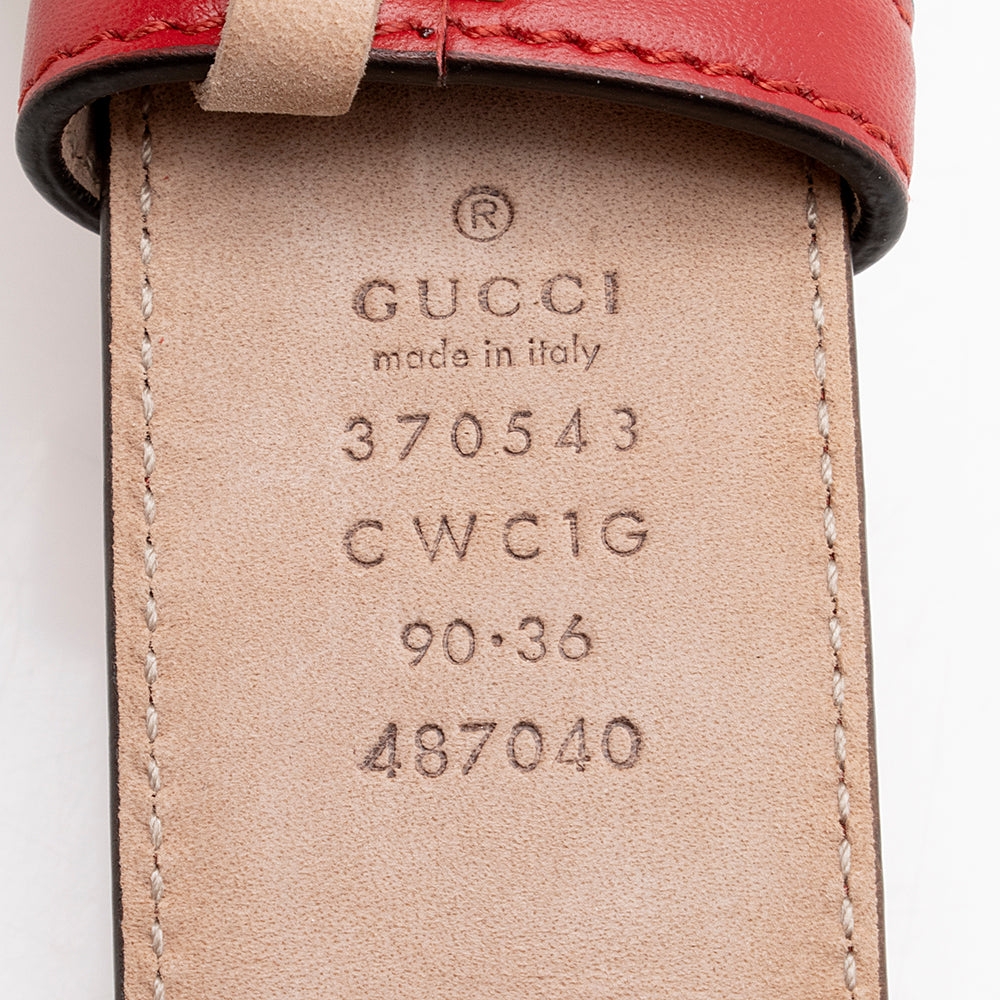 Gucci Guccissima Interlocking G Belt - Leather Red Accessory