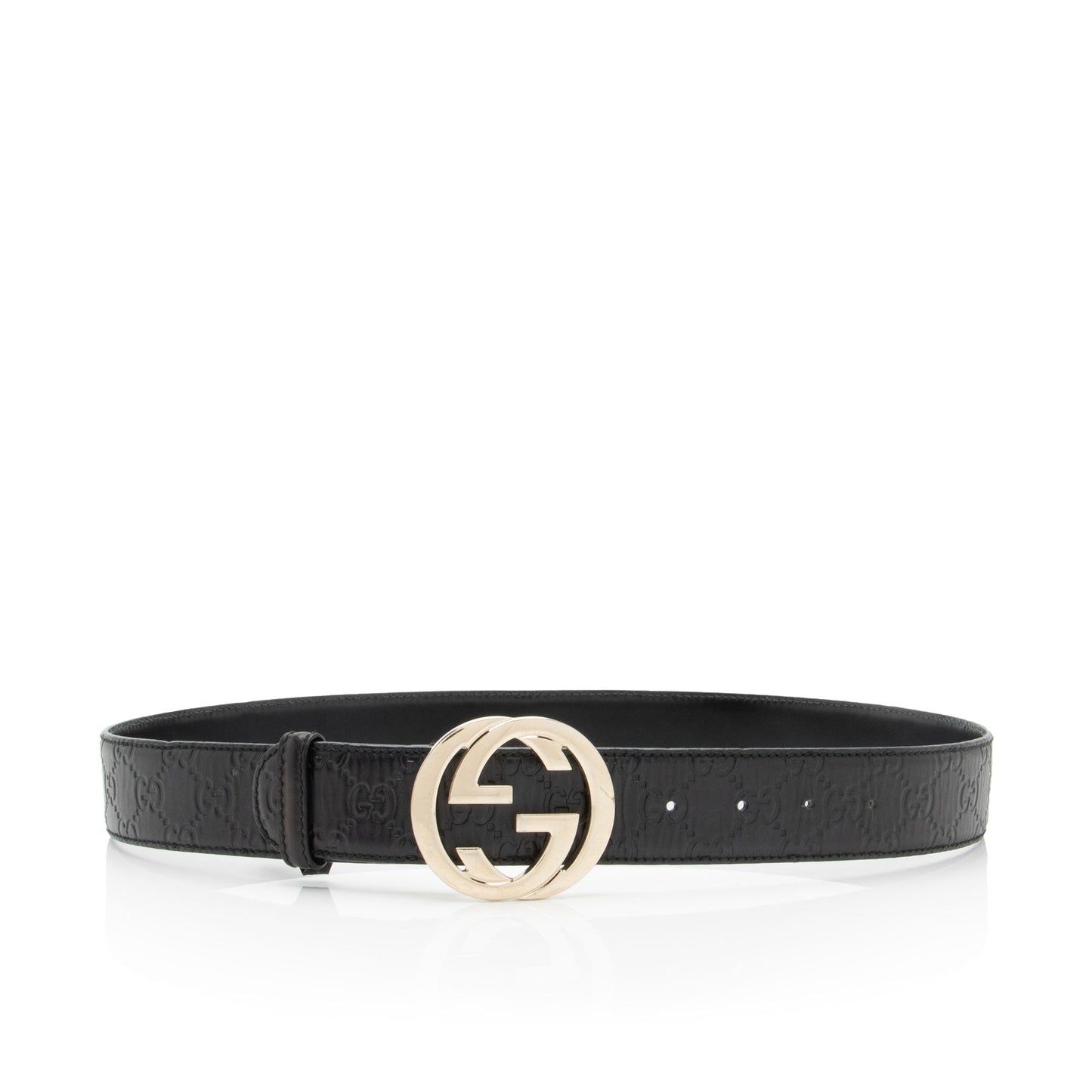 Gucci Guccissima Interlocking G Belt - Leather Black Accessory