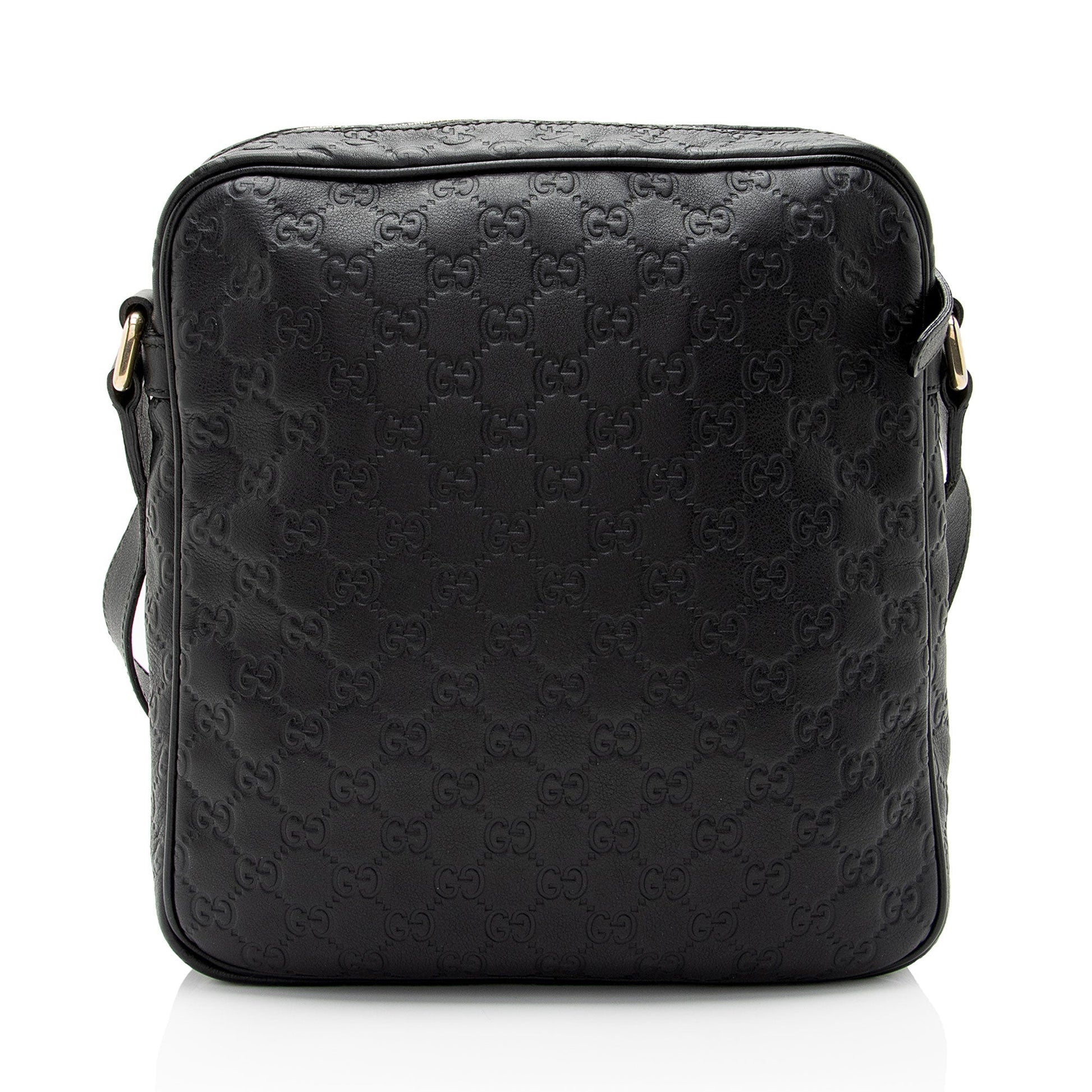 Gucci Guccissima Messenger SHF-poP2VB Leather Black Shoulder Bag