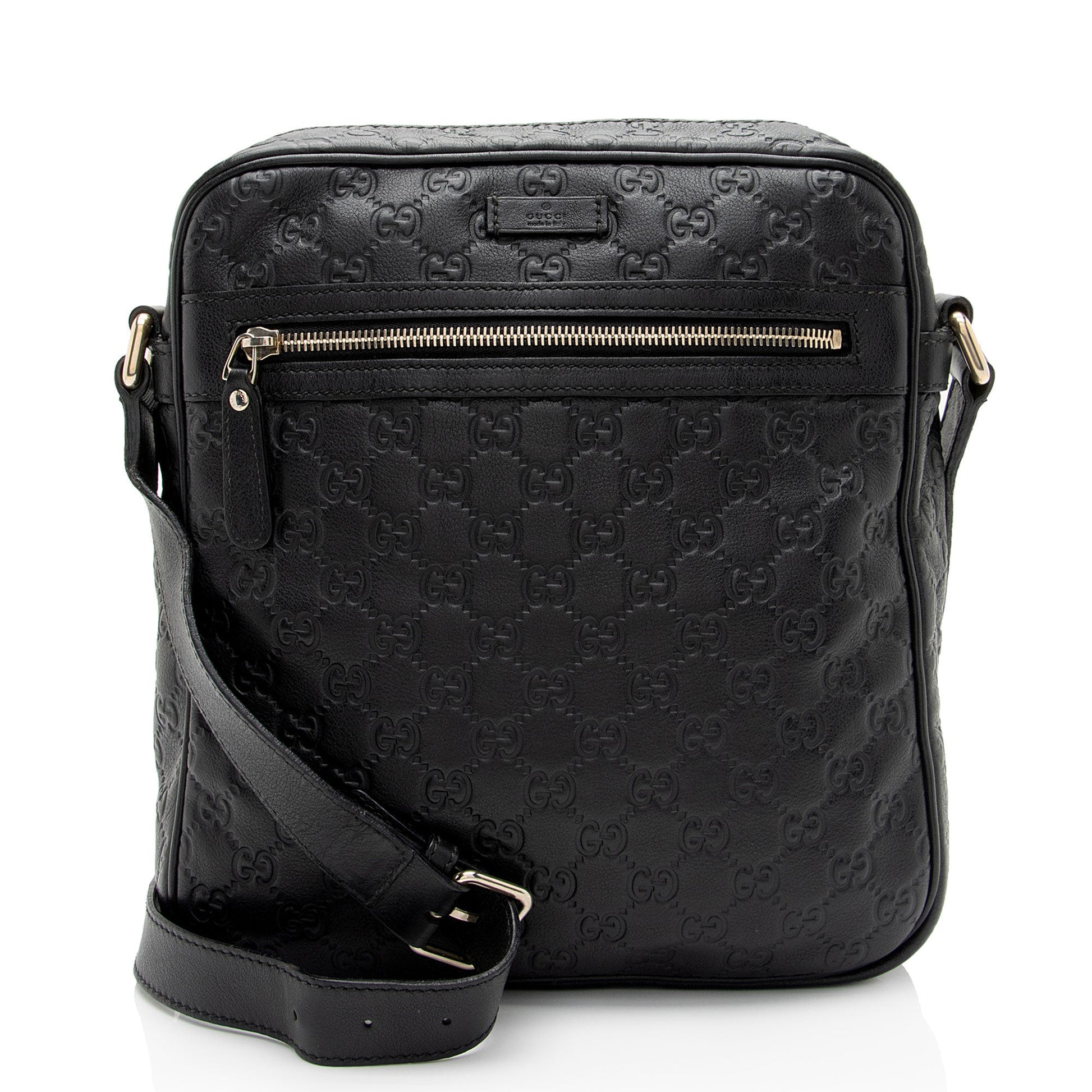 Gucci Guccissima Messenger SHF-poP2VB Leather Black Shoulder Bag