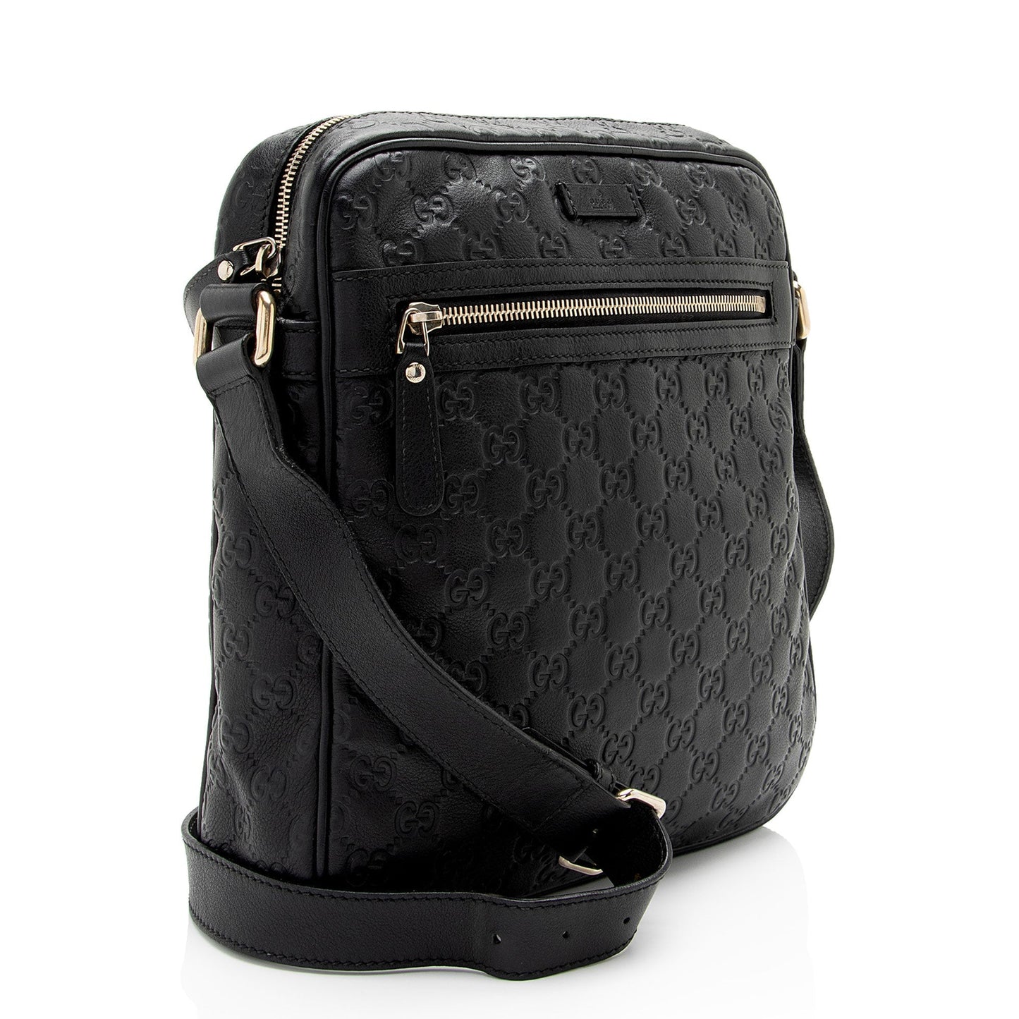 Gucci Guccissima Messenger SHF-poP2VB Leather Black Shoulder Bag