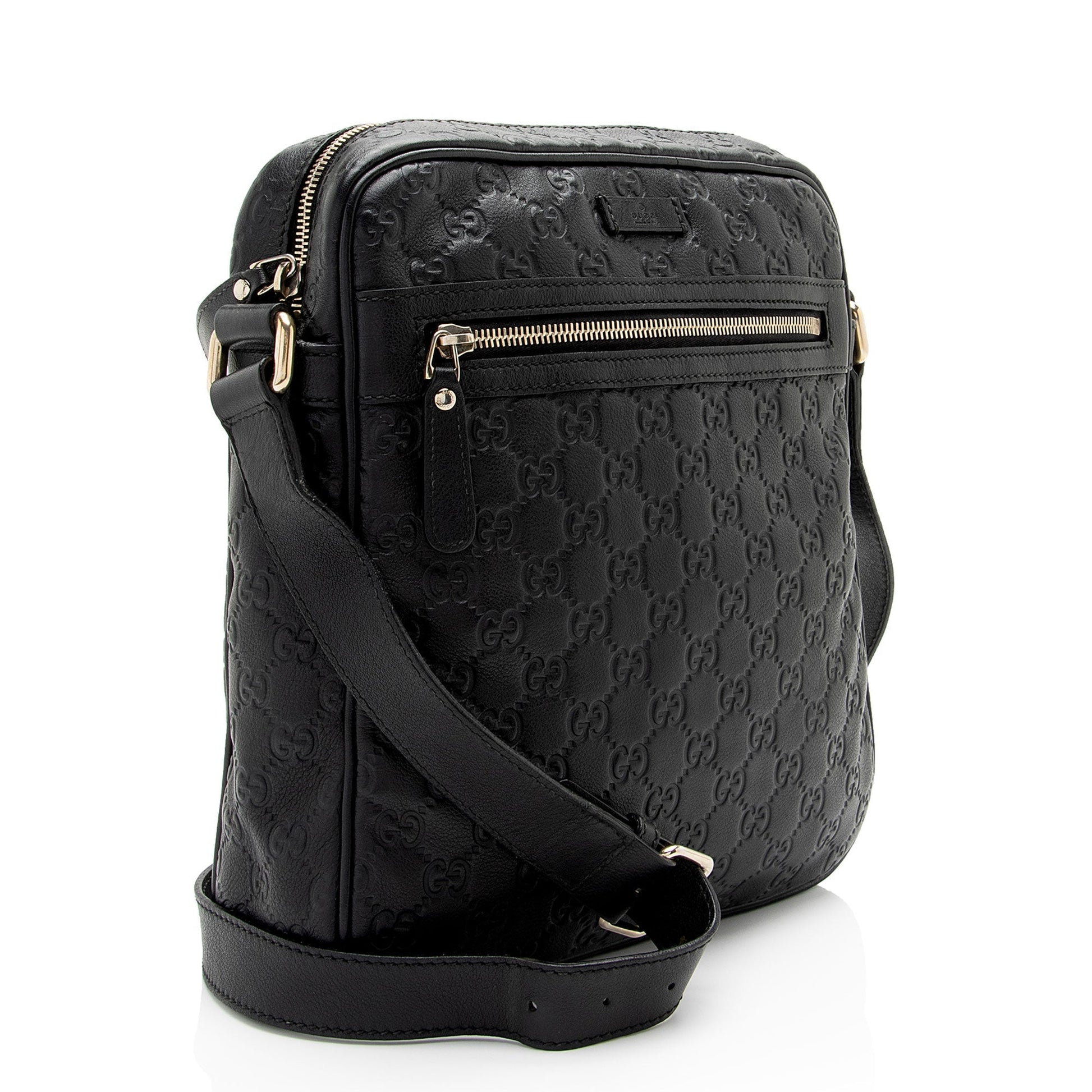 Gucci Guccissima Messenger SHF-poP2VB Leather Black Shoulder Bag