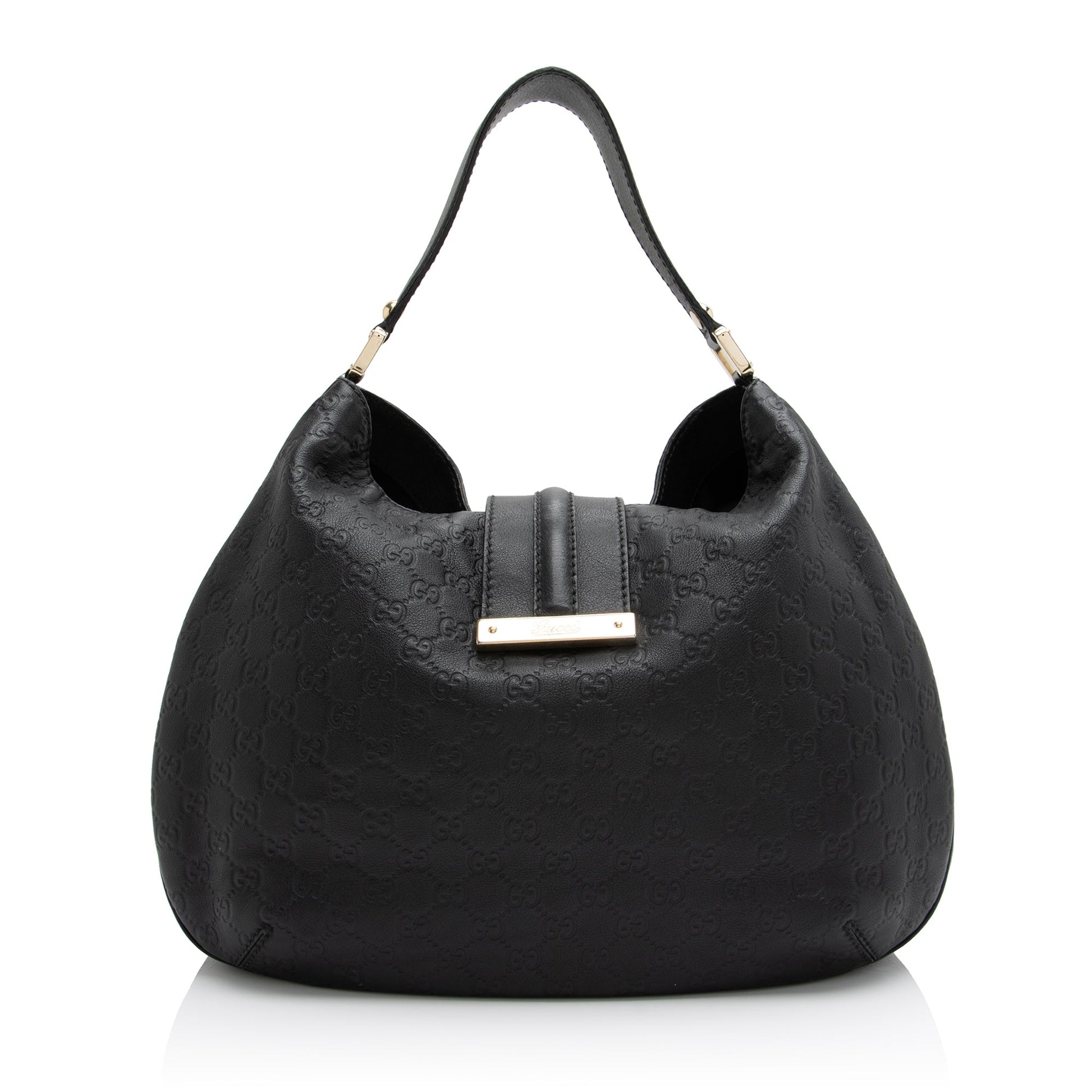 Gucci Guccissima New Ladies SHF Leather Black Large Shoulder Bag