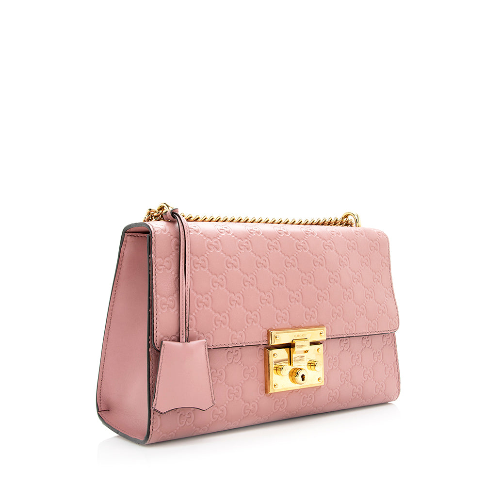 Gucci Guccissima Padlock SHF Leather Pink Medium Shoulder Bag