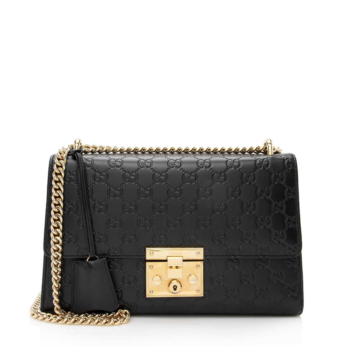Gucci Guccissima Padlock SHF Leather Black Medium Shoulder Bag
