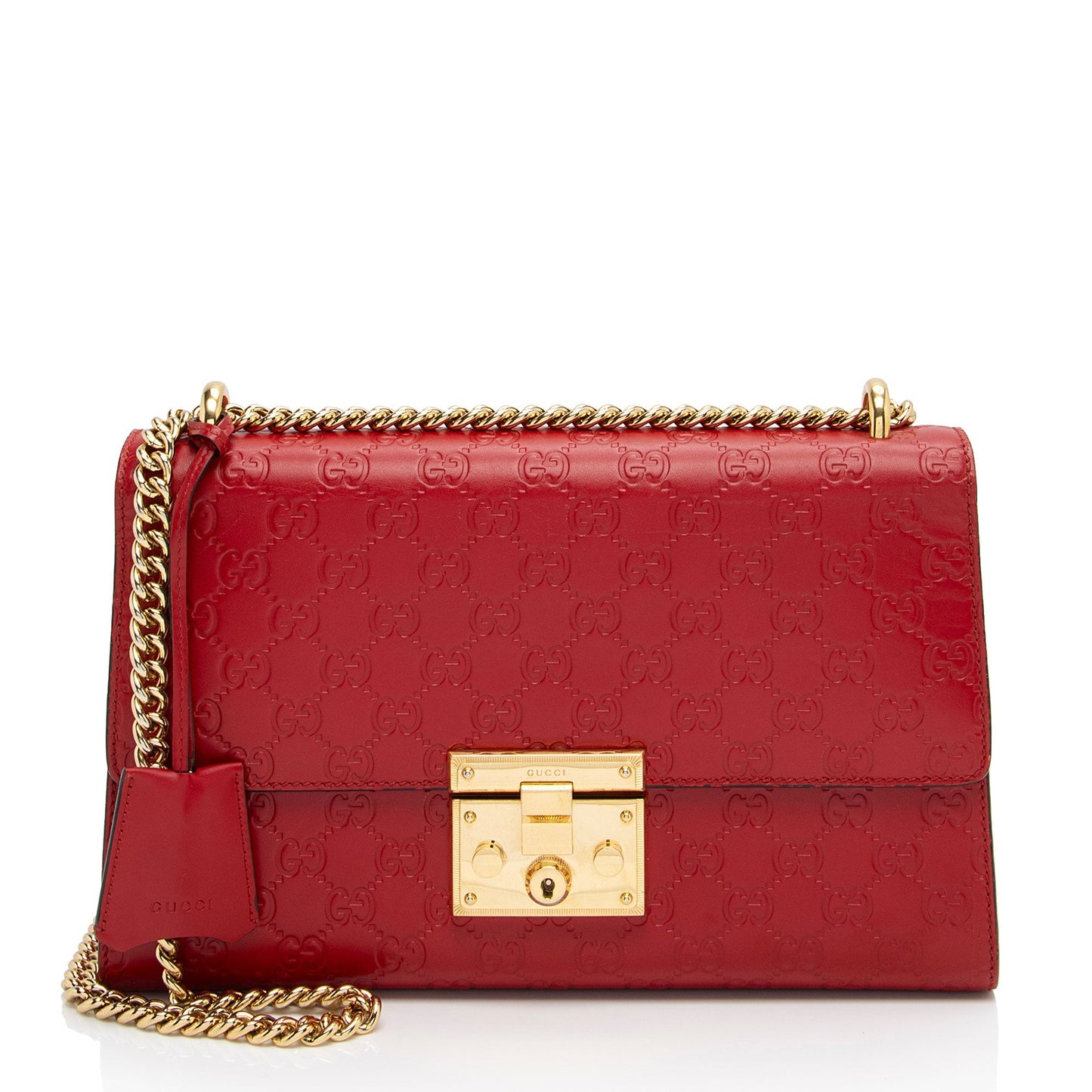 Gucci Guccissima Padlock SHF-fXEhOA Leather Red Medium Shoulder Bag