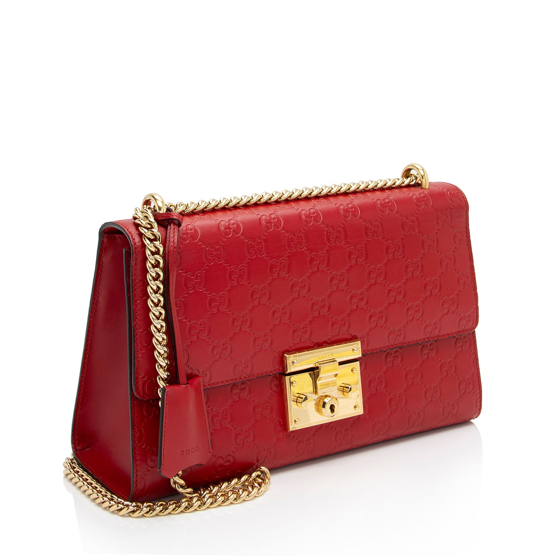 Gucci Guccissima Padlock SHF-fXEhOA Leather Red Medium Shoulder Bag