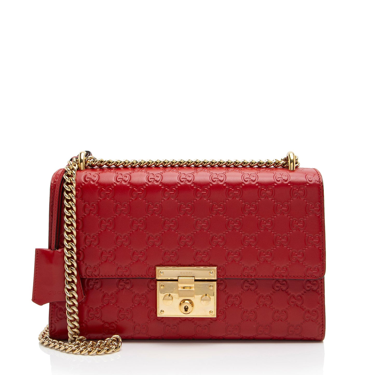 Gucci Guccissima Padlock SHF-83LvCg Leather Red Medium Shoulder Bag