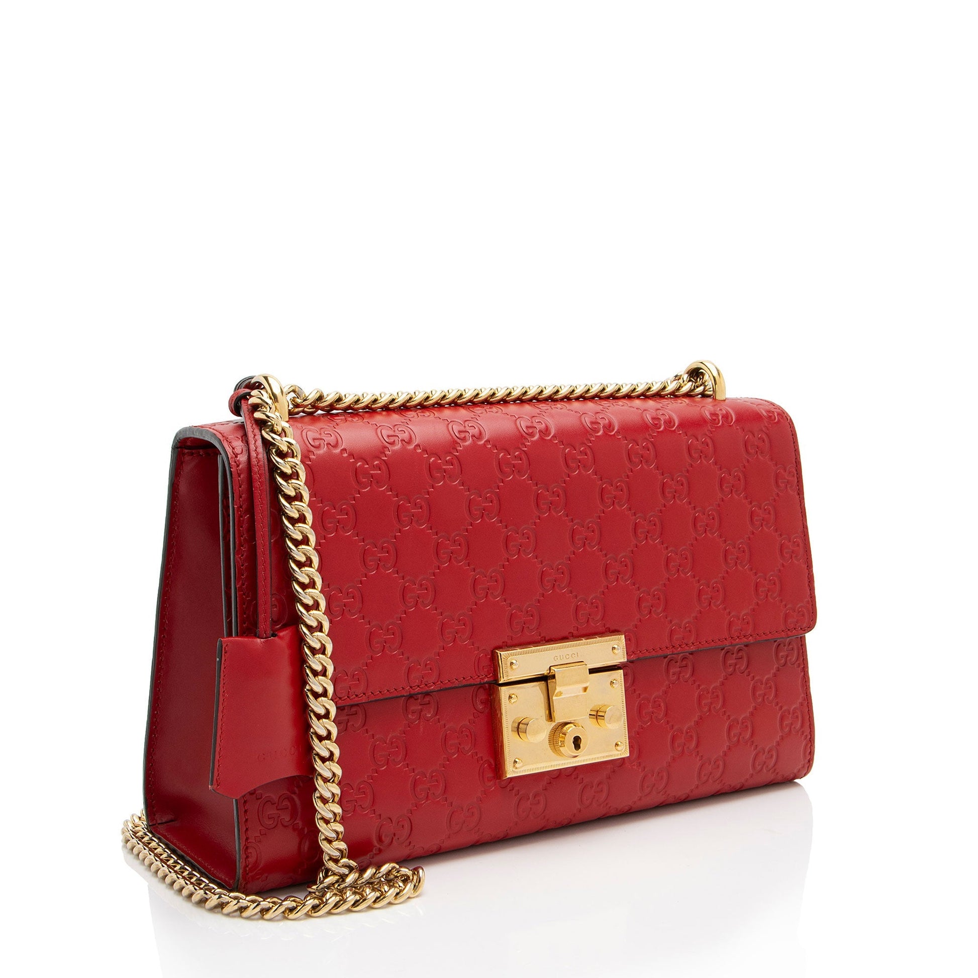 Gucci Guccissima Padlock SHF-83LvCg Leather Red Medium Shoulder Bag