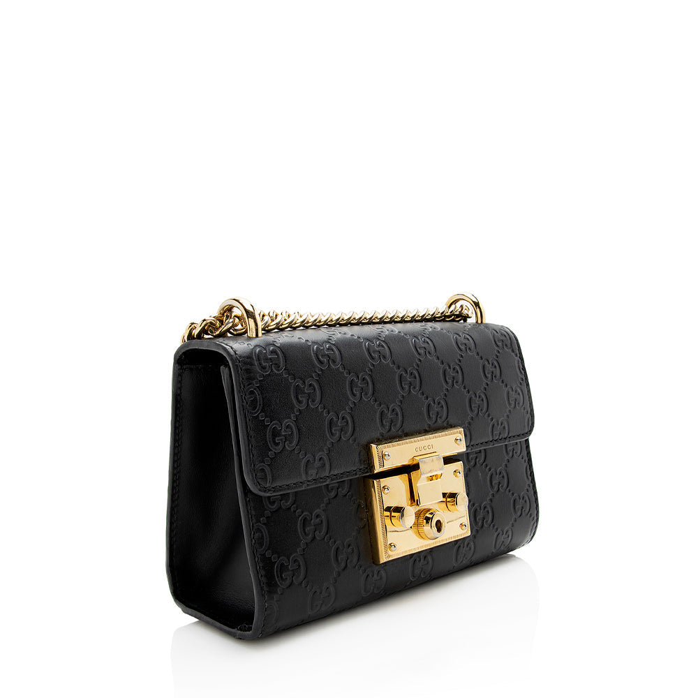Gucci Guccissima Padlock SHF Leather Black Small Shoulder Bag