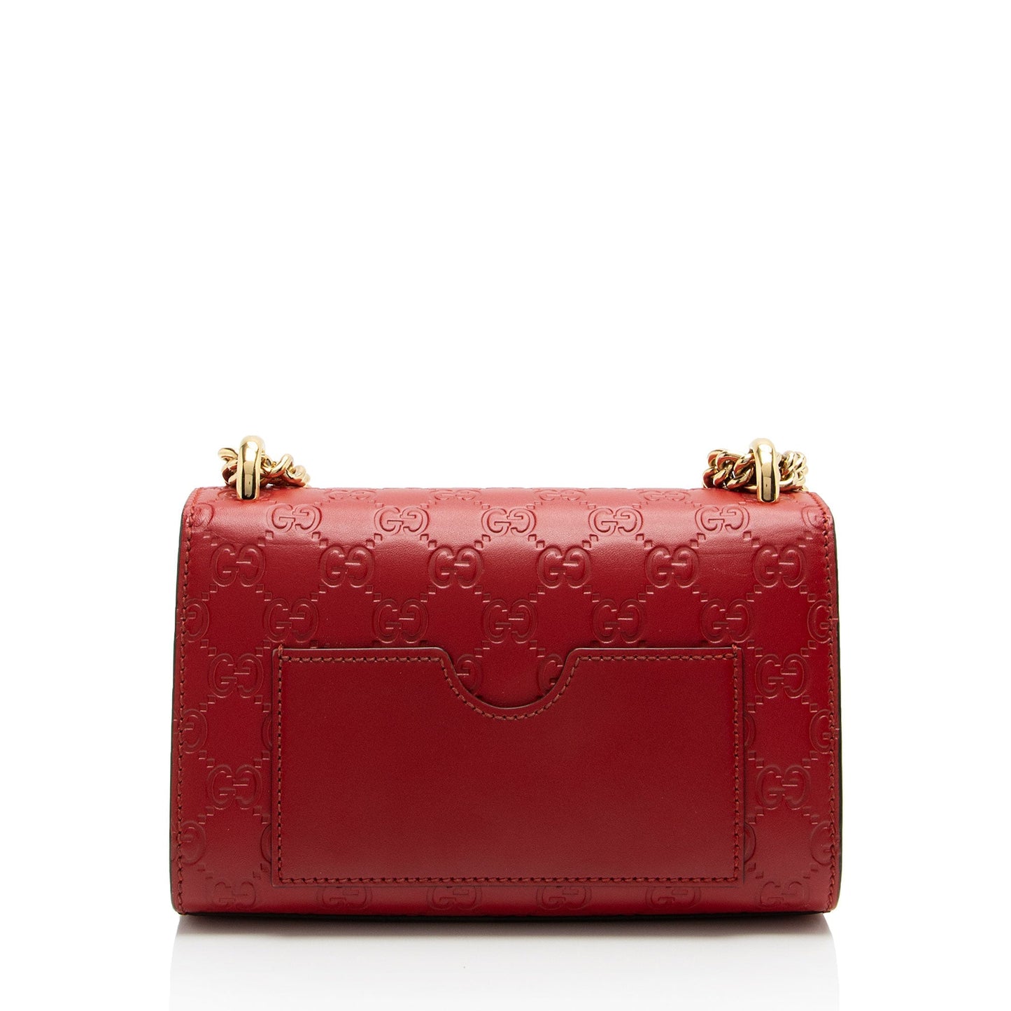 Gucci Guccissima Padlock SHF-SFYeCH Leather Red Small Crossbody Bag