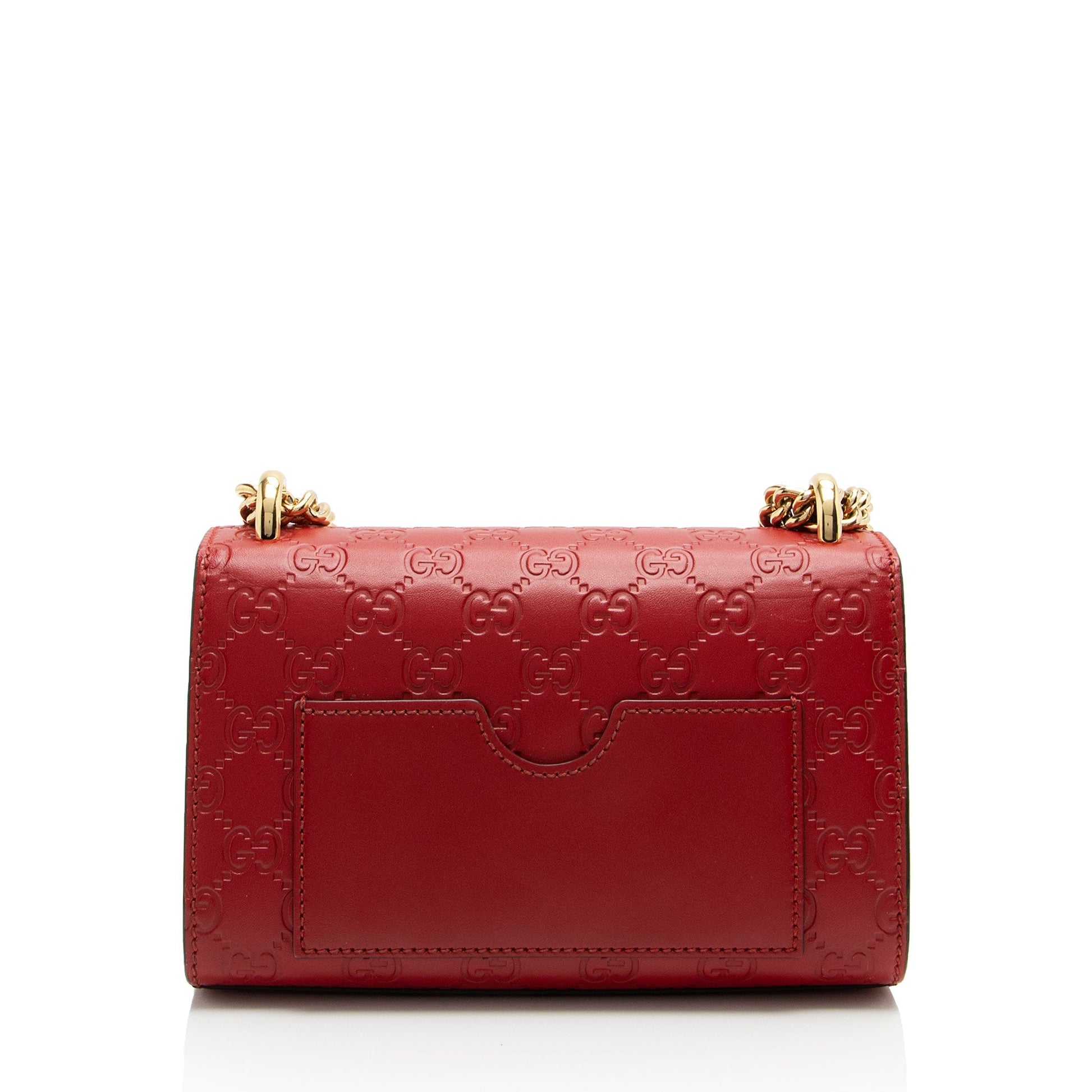 Gucci Guccissima Padlock SHF-SFYeCH Leather Red Small Crossbody Bag