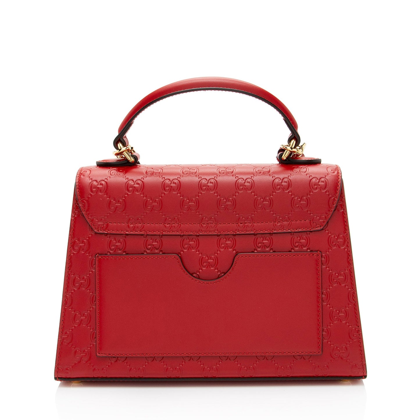 Gucci Guccissima Padlock Leather Red Small Top Handle Satchel Bag