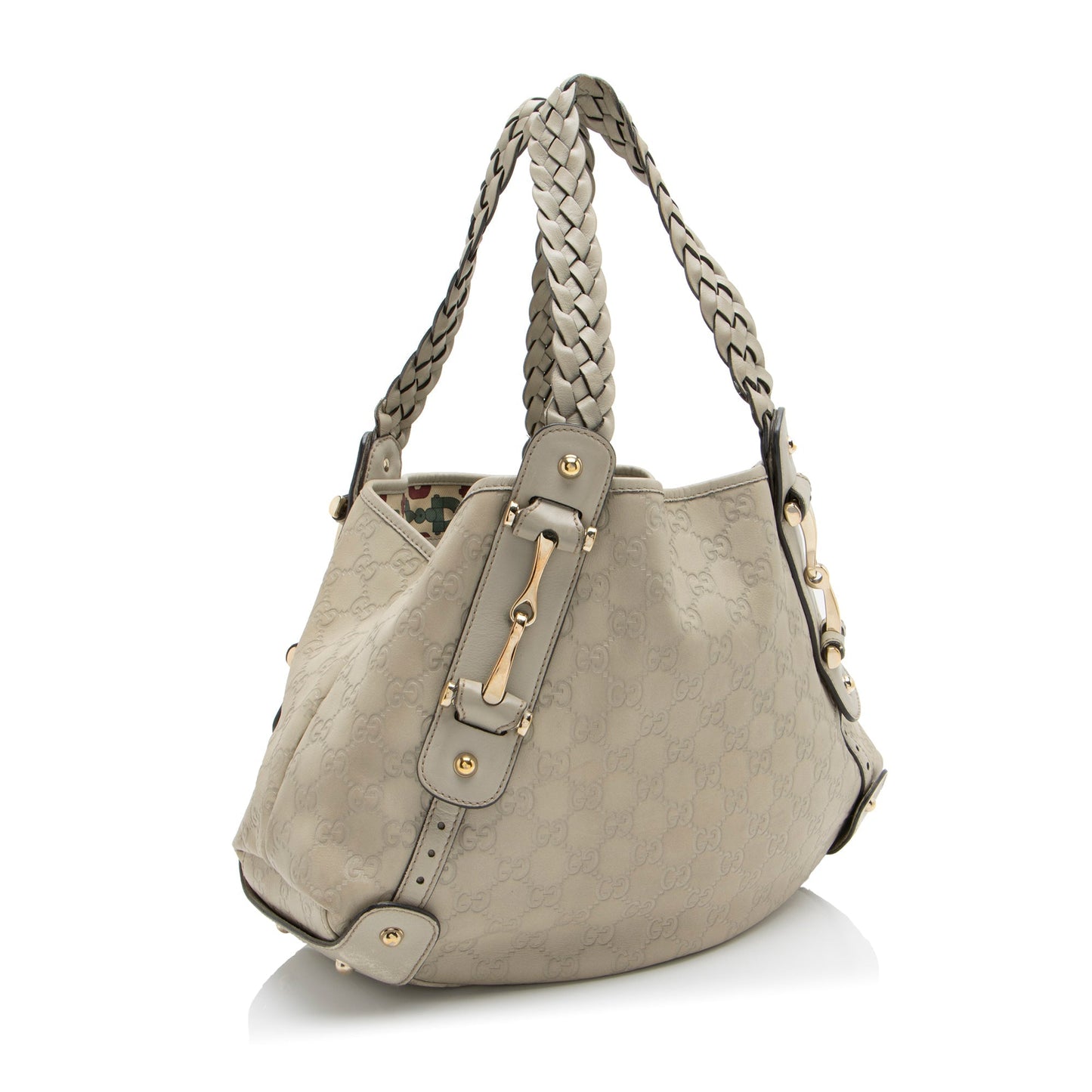 Gucci Guccissima Pelham Leather Grey Small Shoulder Bag