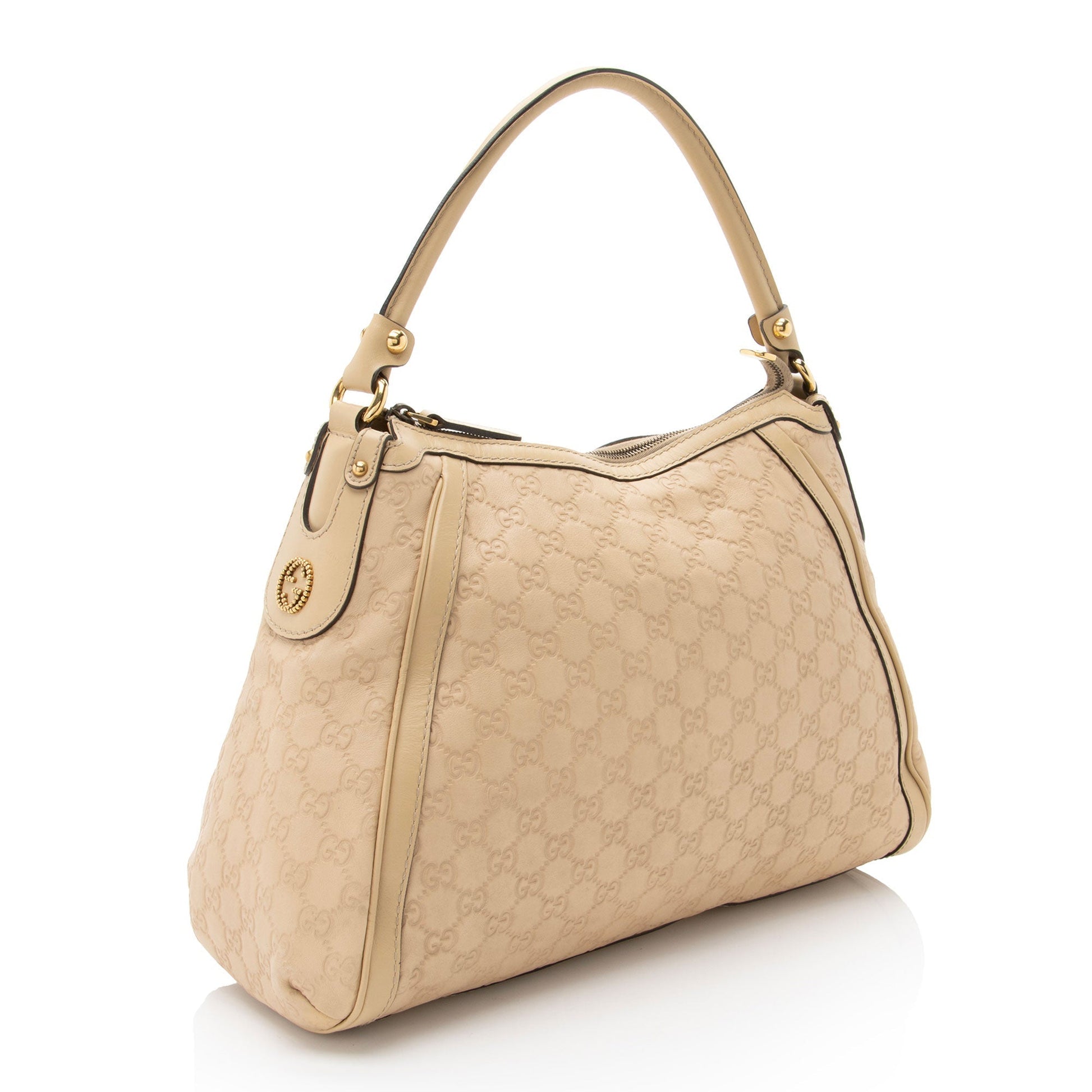 Gucci Guccissima Scarlett Leather Beige Shoulder Bag
