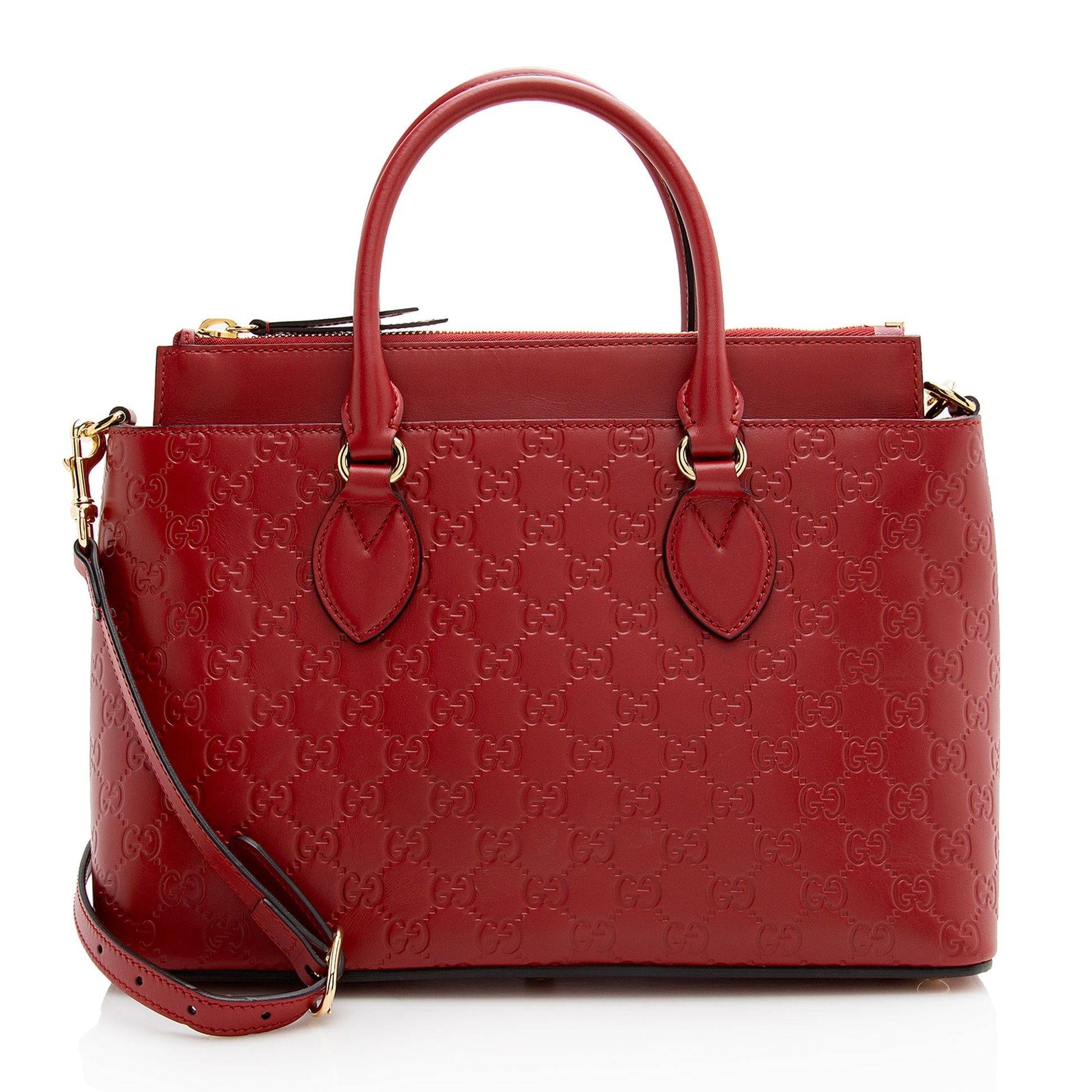 Gucci Guccissima SHF Leather Red Small Tote Bag