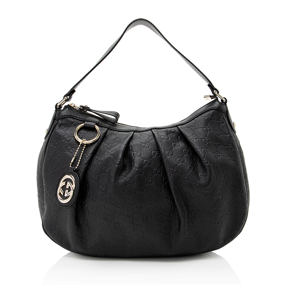 Gucci Guccissima Sukey SHF Leather Black Shoulder Bag