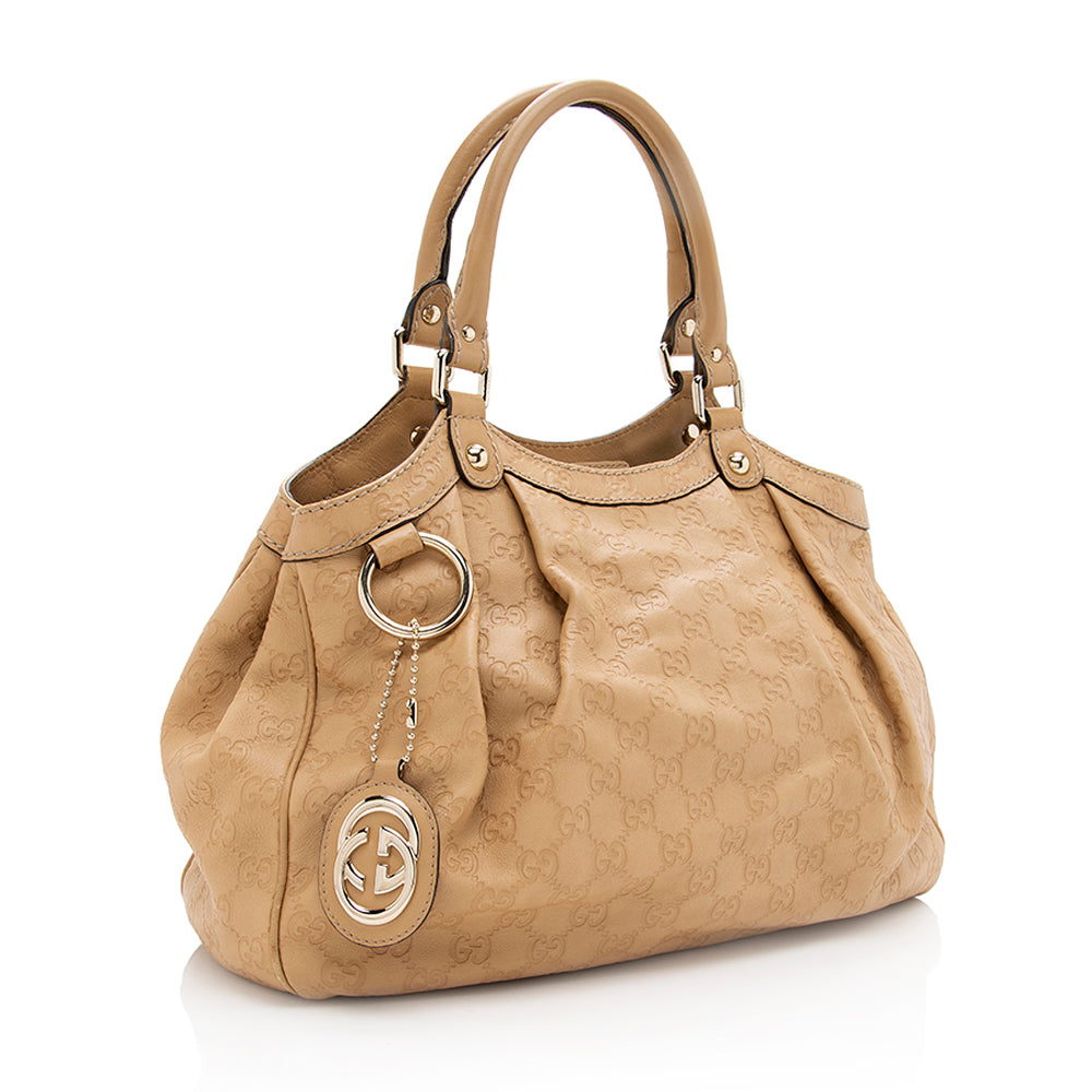Gucci Guccissima Sukey SHF Leather Beige Medium Tote Bag